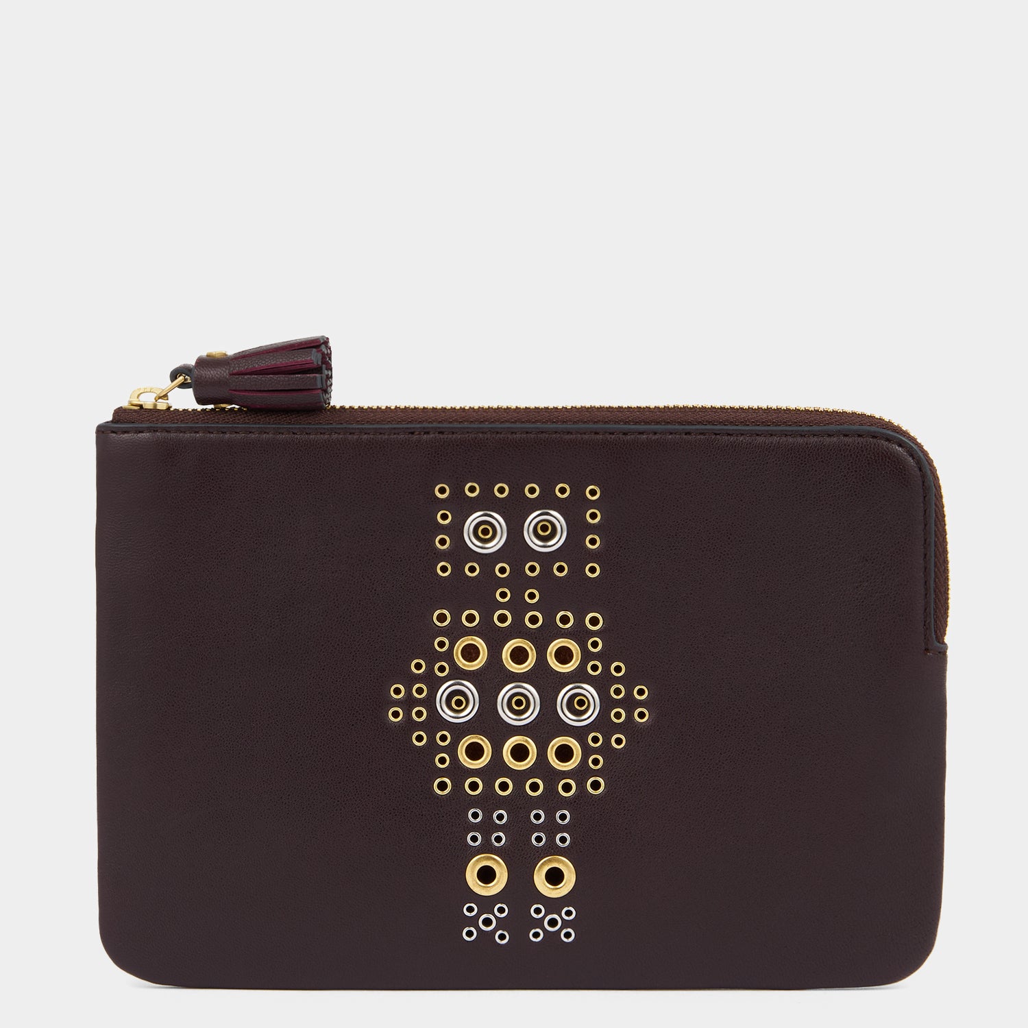 Eyelet Character Zip Loose Pocket -

          
            Smooth Leather in Grape Purple -
          

          Anya Hindmarch UK
