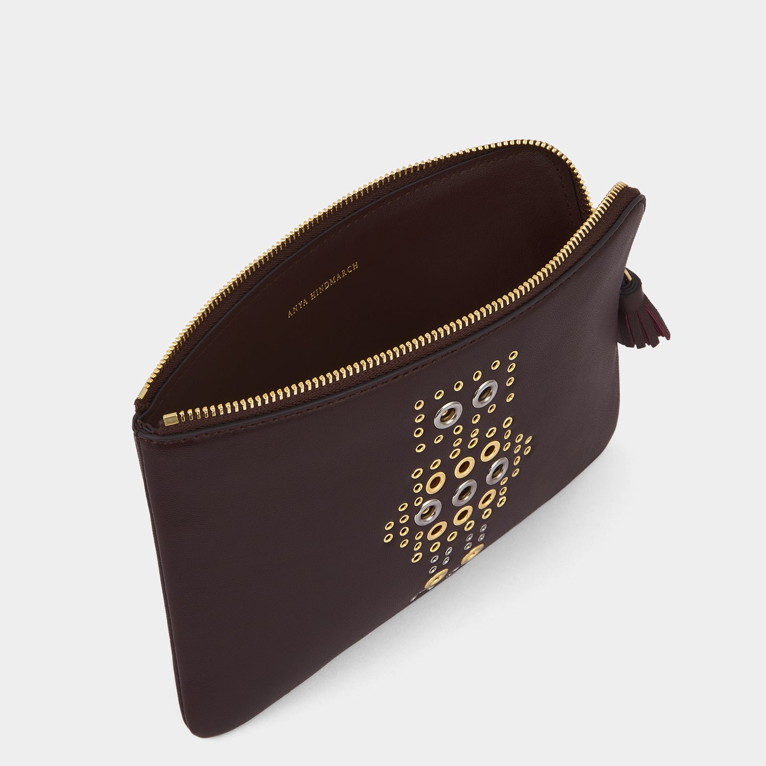 Eyelet Character Zip Loose Pocket -

          
            Smooth Leather in Grape Purple -
          

          Anya Hindmarch UK
