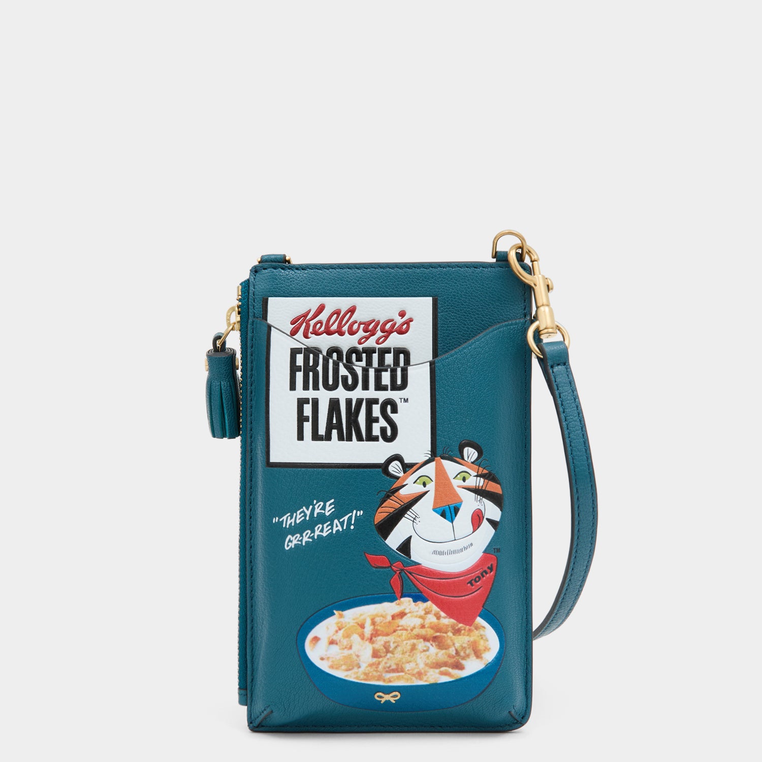 Anya Brands Frosted Flakes Zip Phone Pouch -

          
            Shiny Capra Leather in Light Petrol -
          

          Anya Hindmarch UK
