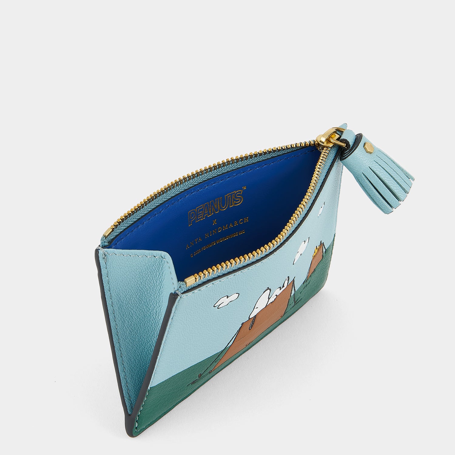Peanuts Snoopy Zip Card Case -

          
            Capra Leather in Mayan Blue -
          

          Anya Hindmarch UK
