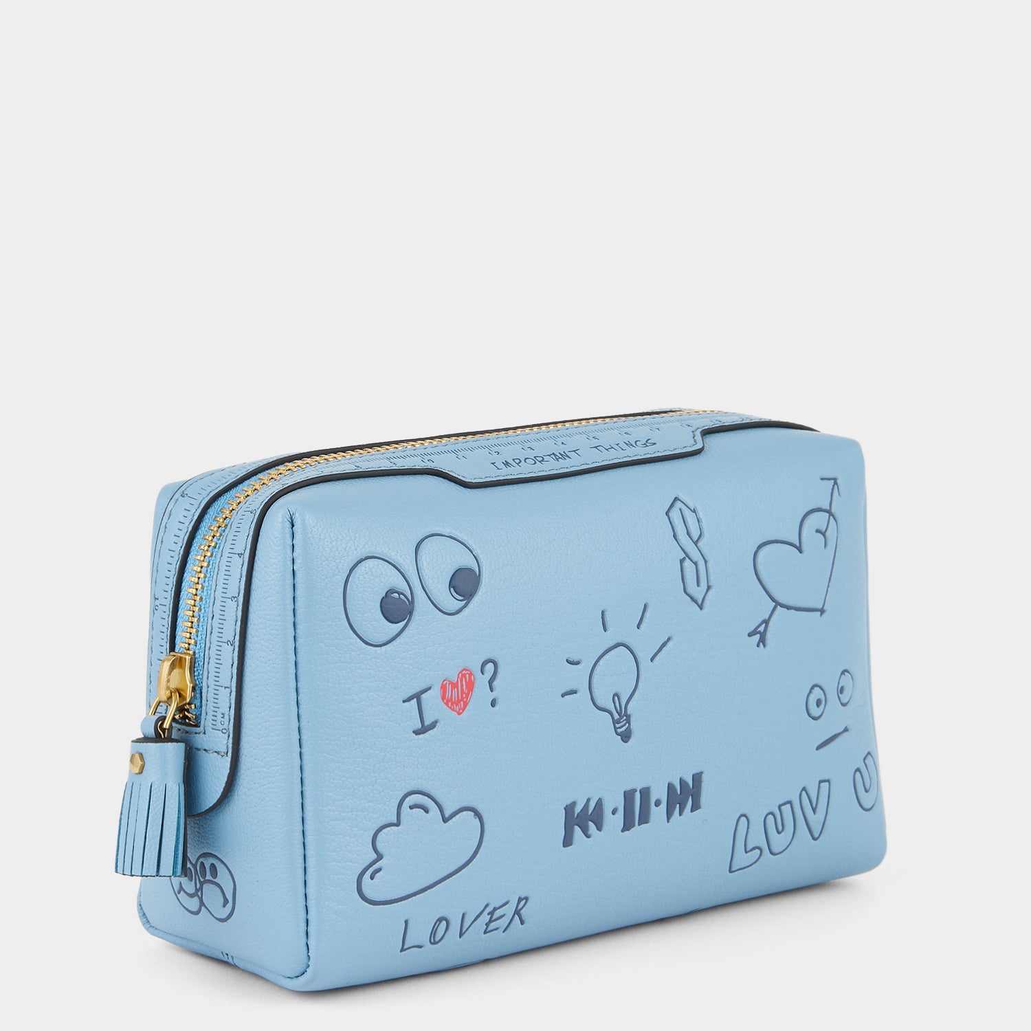 Important Things Scribble Pouch -

          
            Calf Leather in School Blue -
          

          Anya Hindmarch UK
