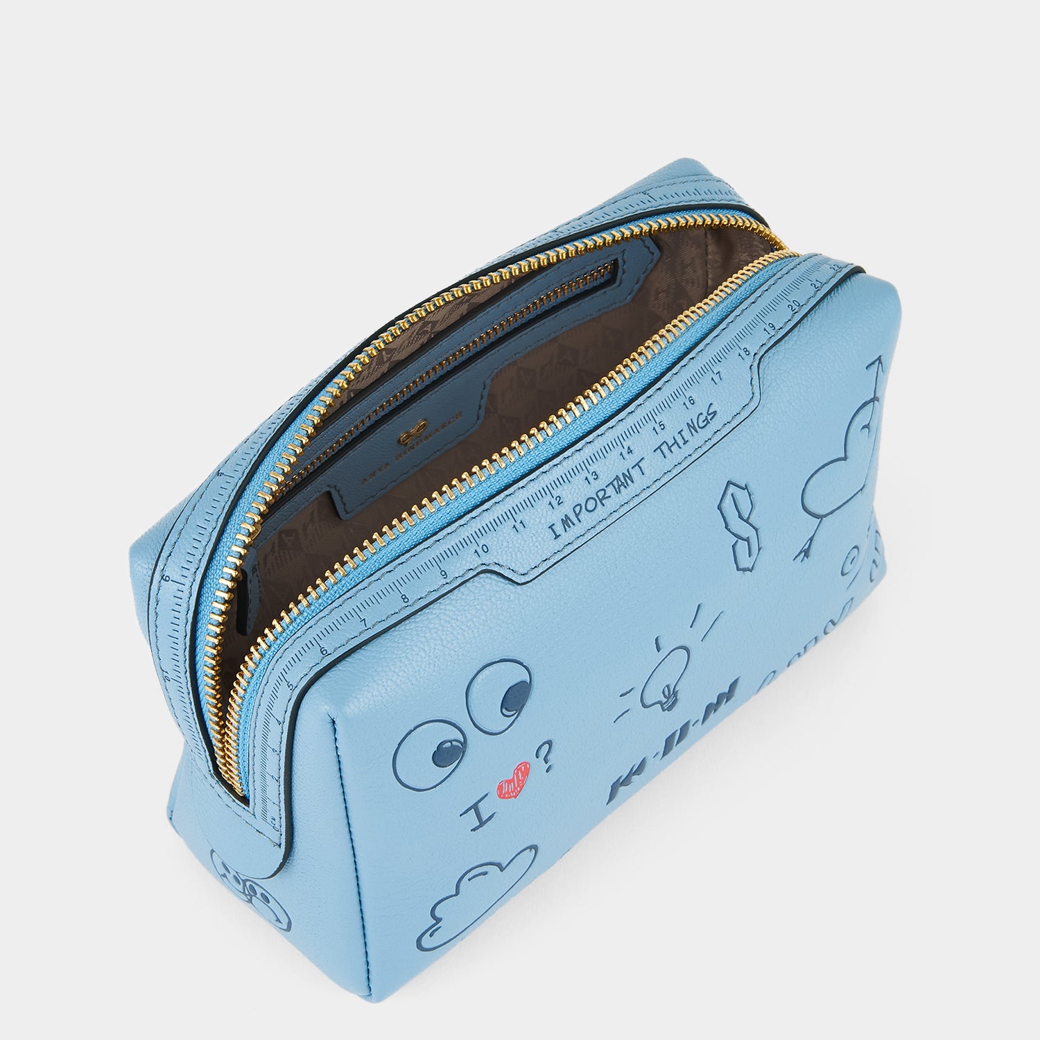 Important Things Scribble Pouch -

          
            Calf Leather in School Blue -
          

          Anya Hindmarch UK
