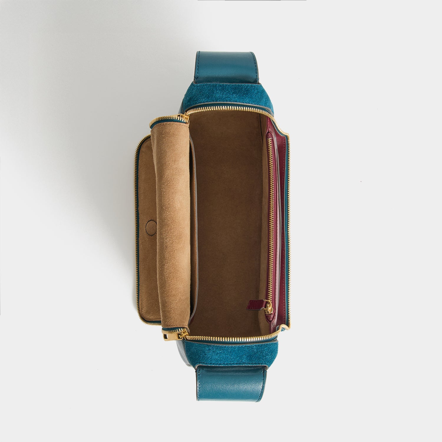 Vere Shoulder Bag -

          
            Suede Leather/Calf Leather in Dark Petrol Blue -
          

          Anya Hindmarch UK
