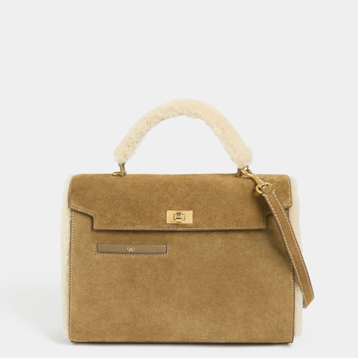 Mortimer Shearling Top Handle -

          
            Shearling/Suede Leather in Moutarde -
          

          Anya Hindmarch UK
