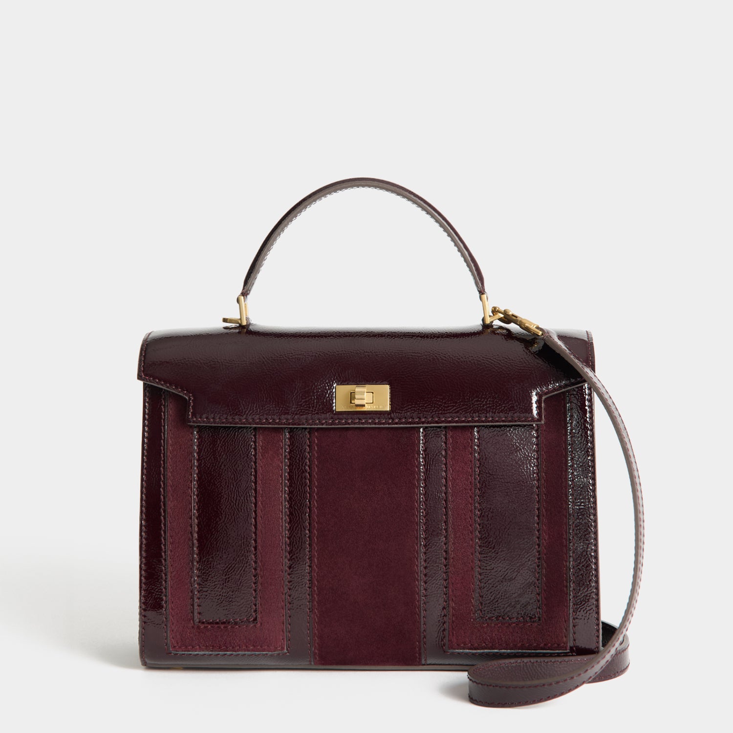 Mortimer Patchwork Top Handle -

          
            Suede Leather in Grape -
          

          Anya Hindmarch UK
