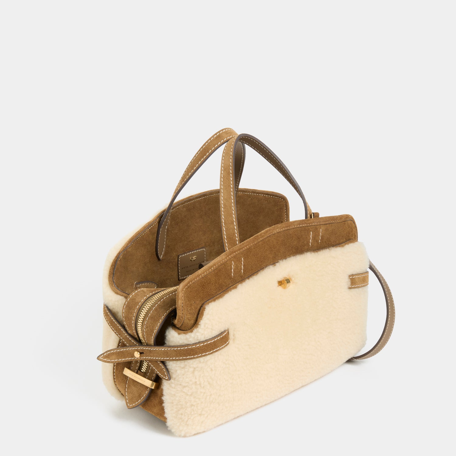 Wilson Shearling Cross-body -

          
            Shearling/Suede Leather in Moutarde -
          

          Anya Hindmarch UK
