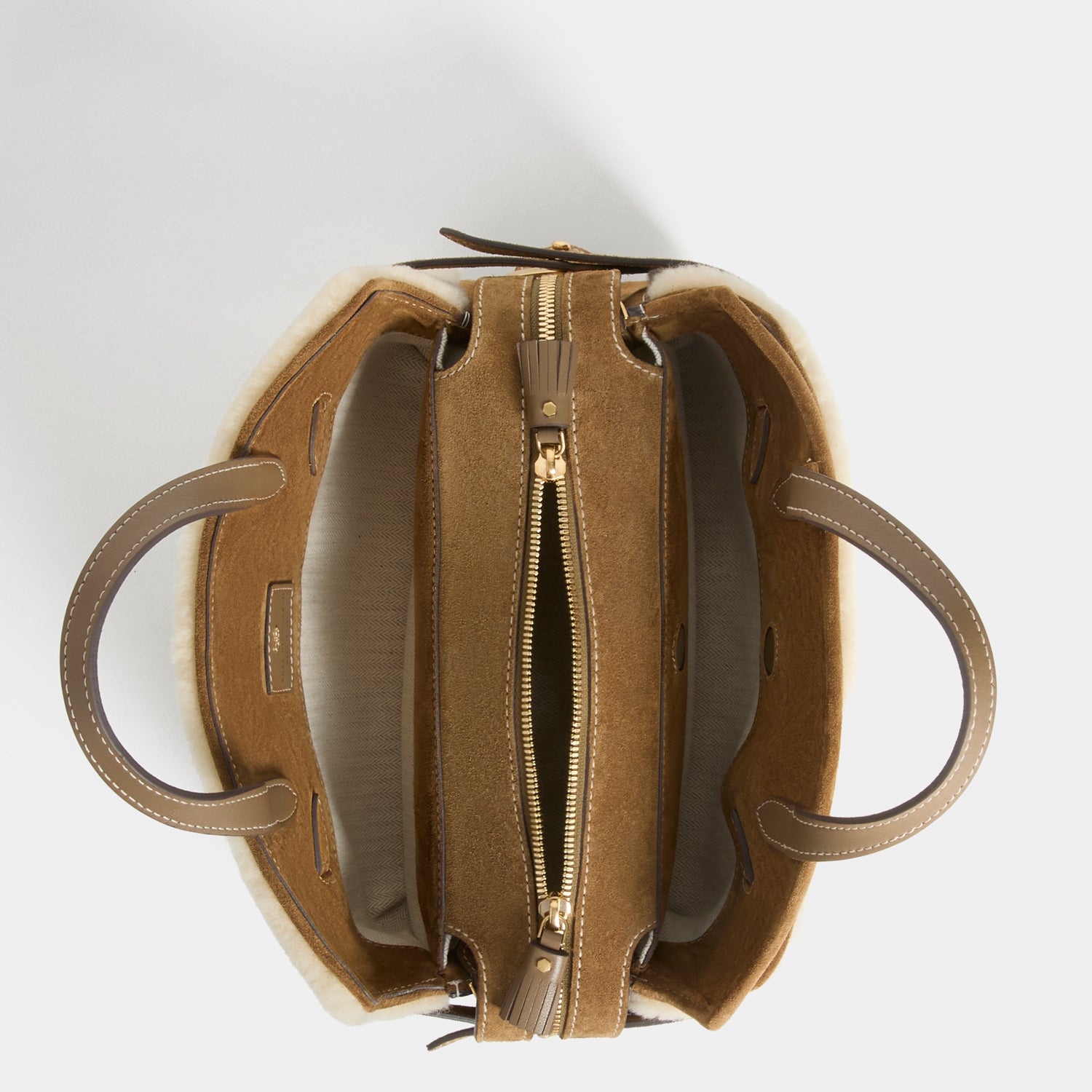Wilson Shearling Cross-body -

          
            Shearling/Suede Leather in Moutarde -
          

          Anya Hindmarch UK
