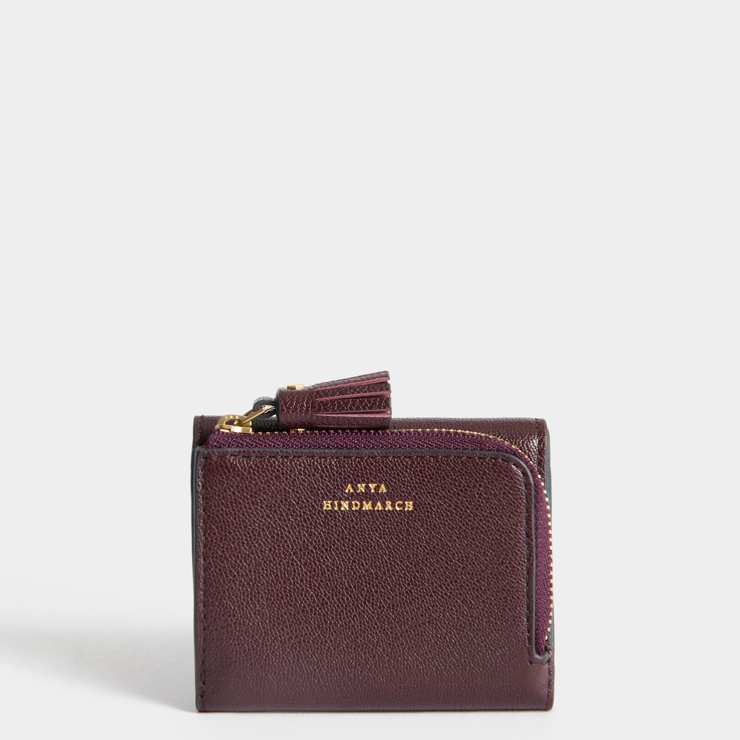 Peeping Eyes Mini Trifold Wallet -

          
            Capra Leather in Claret -
          

          Anya Hindmarch UK
