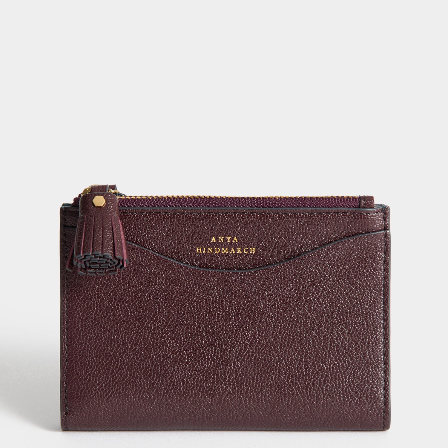 Peeping Eyes Small Double Zip Wallet -

          
            Capra Leather in Claret -
          

          Anya Hindmarch UK
