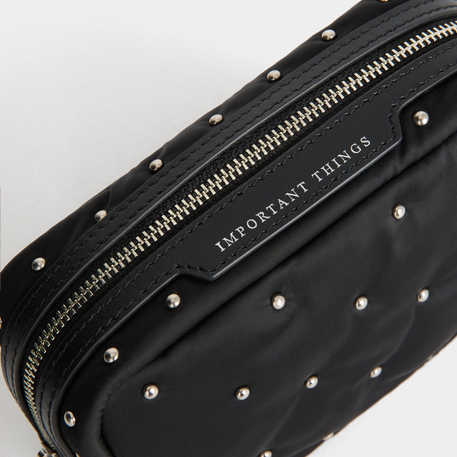 Studs Important Things Pouch -

          
            Recycled Satin/Calf Leather in Black -
          

          Anya Hindmarch UK
