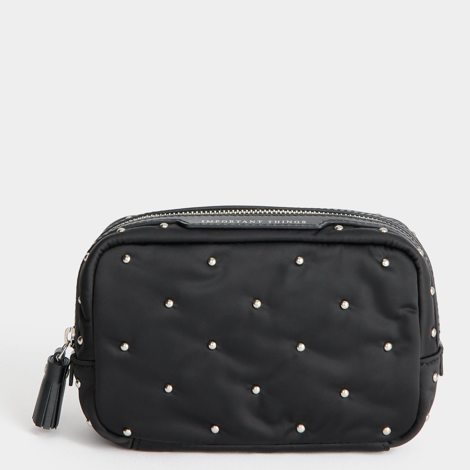 Studs Important Things Pouch -

          
            Recycled Satin/Calf Leather in Black -
          

          Anya Hindmarch UK
