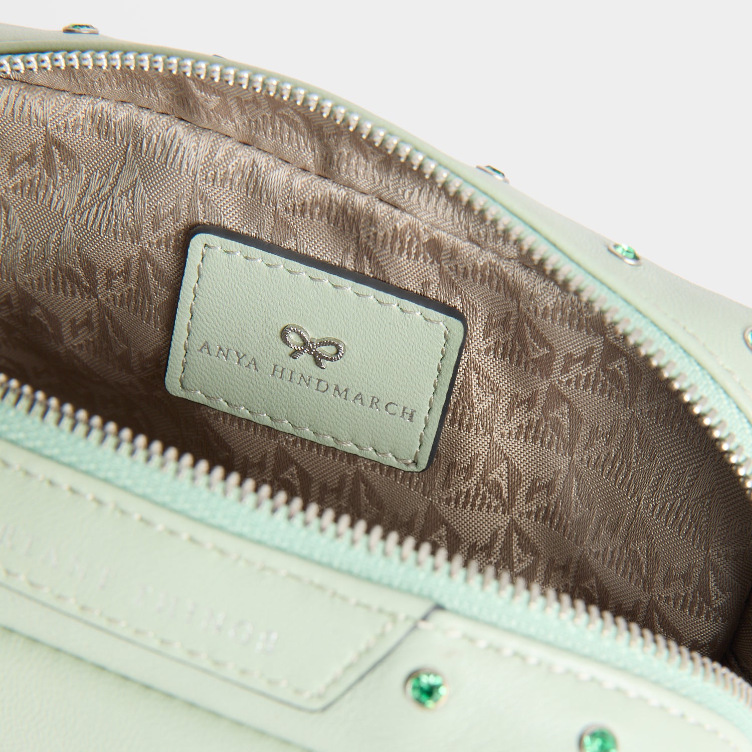 Crystals Important Things Pouch -

          
            Calf leather in Erinite green -
          

          Anya Hindmarch UK
