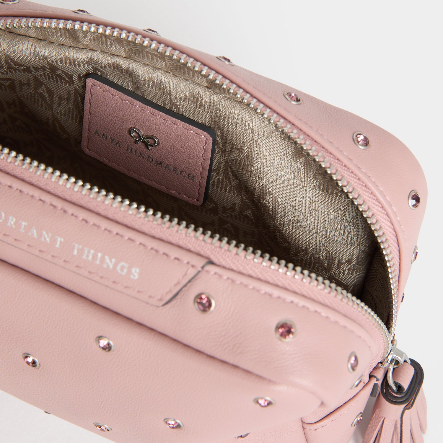 Crystals Important Things Pouch -

          
            Calf leather in Rose -
          

          Anya Hindmarch UK
