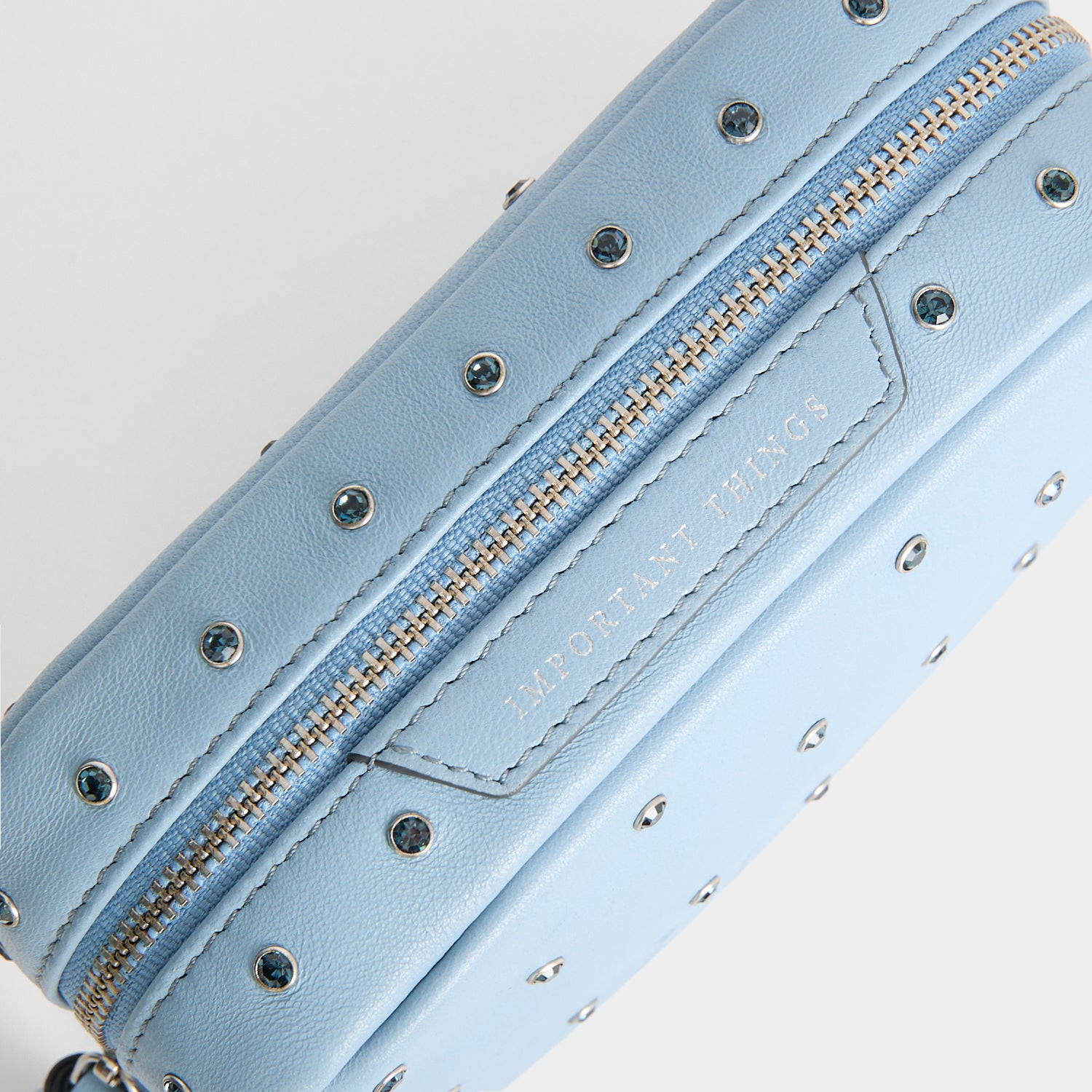 Crystals Important Things Pouch -

          
            Calf leather in School blue -
          

          Anya Hindmarch UK
