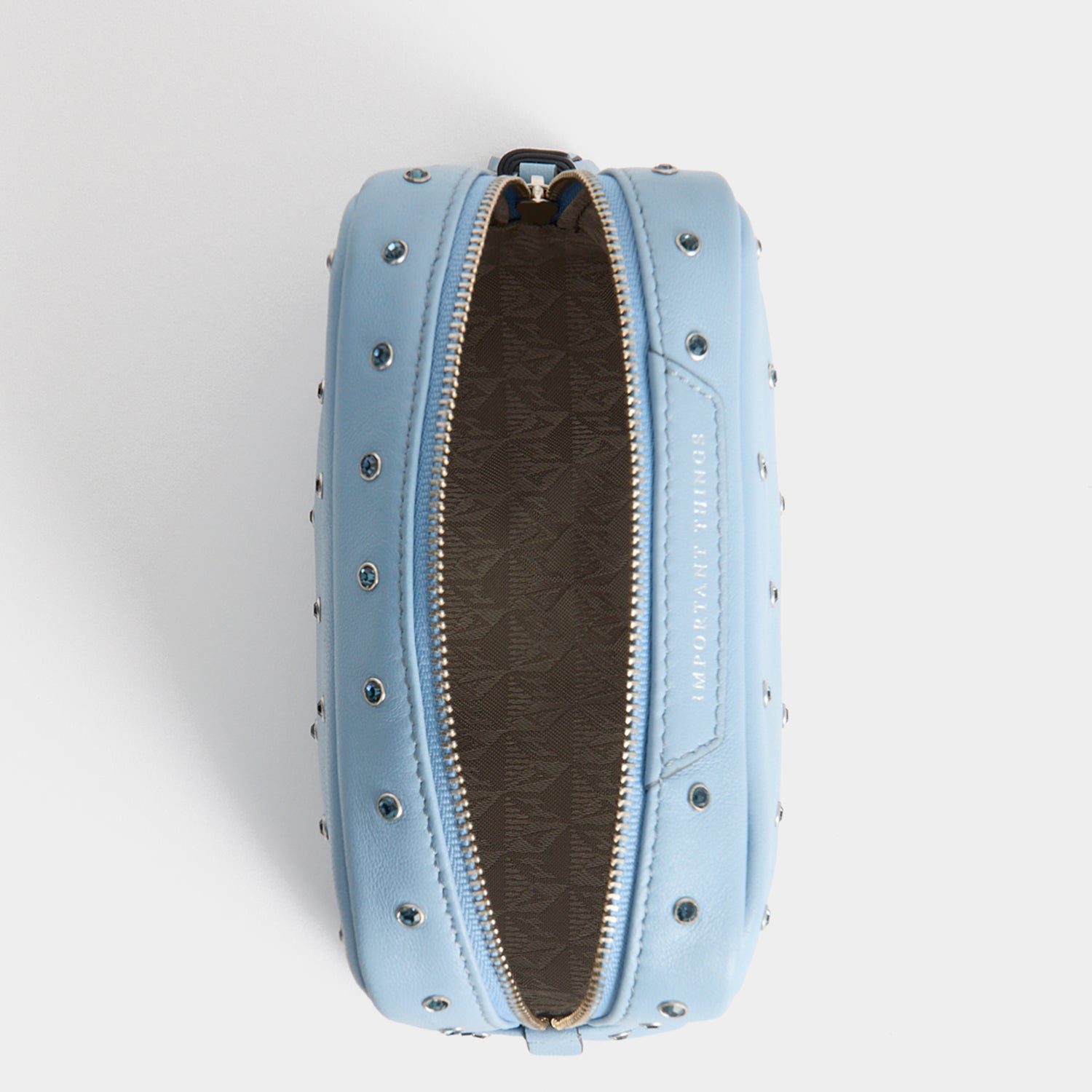 Crystals Important Things Pouch -

          
            Calf leather in School blue -
          

          Anya Hindmarch UK
