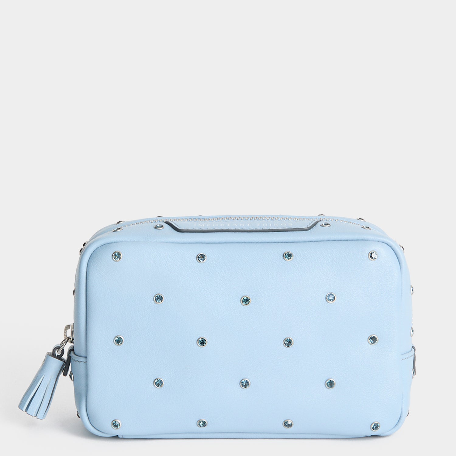 Crystals Important Things Pouch -

          
            Calf leather in School blue -
          

          Anya Hindmarch UK
