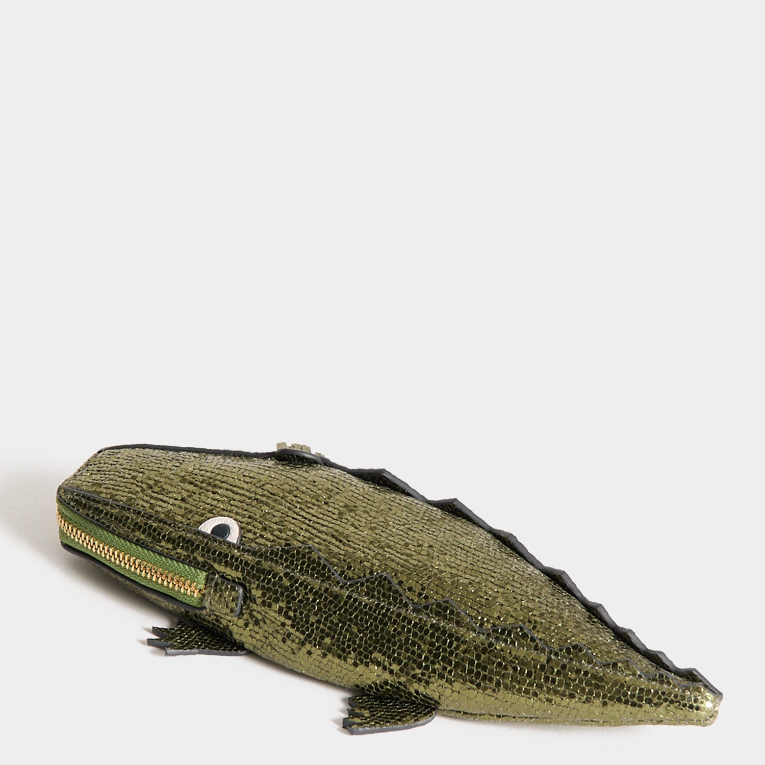 Crocodile Pouch -

          
            Metallic leather in Olive green -
          

          Anya Hindmarch UK
