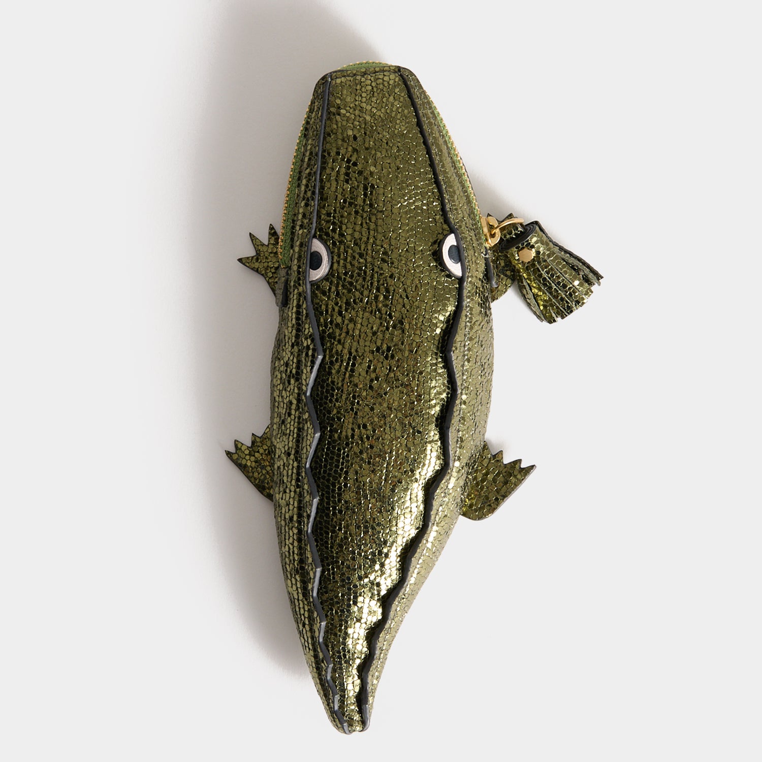 Crocodile Pouch -

          
            Metallic leather in Olive green -
          

          Anya Hindmarch UK
