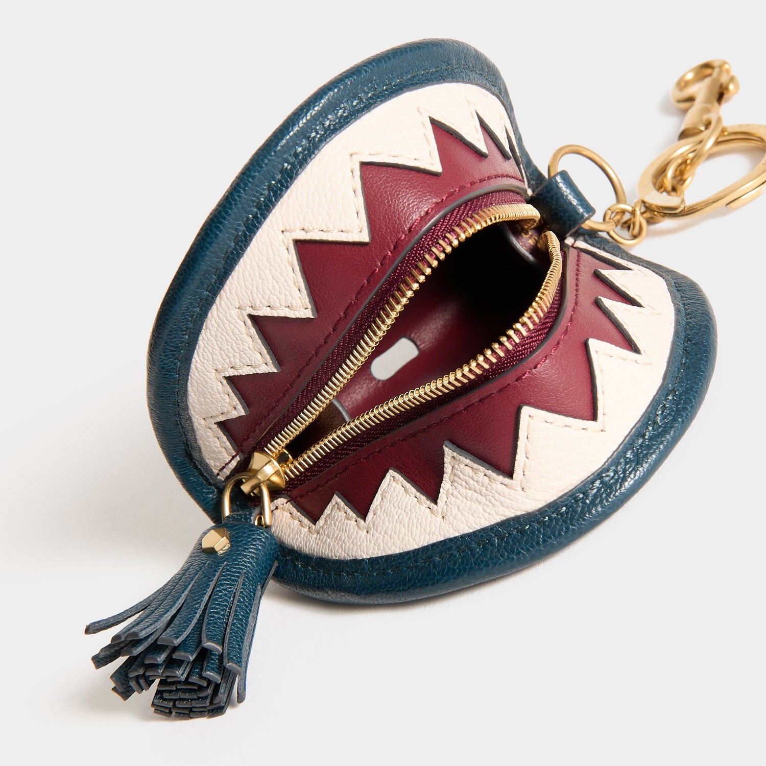 Shark Teeth Ear Pods Pouch Charm -

          
            Capra Leather in Petrol Blue -
          

          Anya Hindmarch UK
