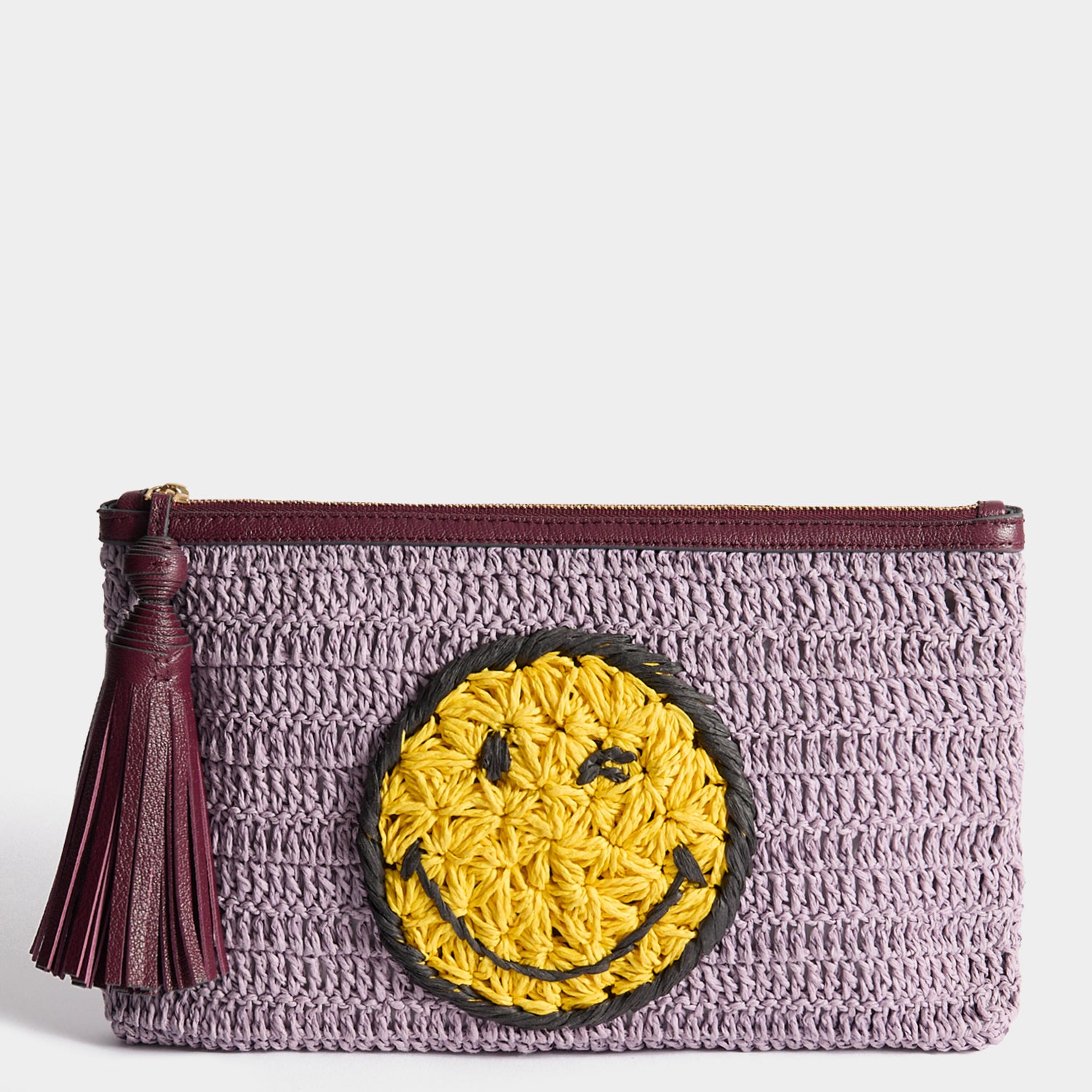 【アニヤ・ハインドマーチ スマイル　クラッチバッグ タッセル　ネオンイエロー】 ANYA HINDMARCH ネオンイエロー クラッチバッグ 希少✨️アニヤ
