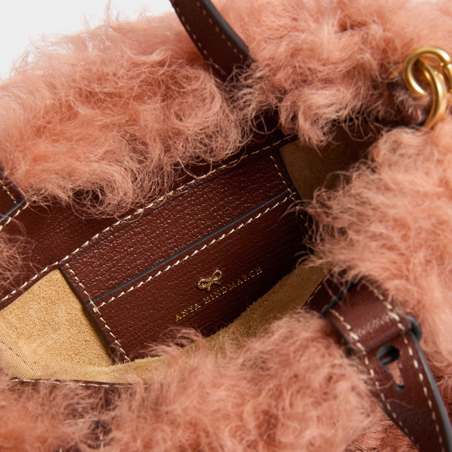 N/S Eyes Shearling Mini Tote | Anya Hindmarch