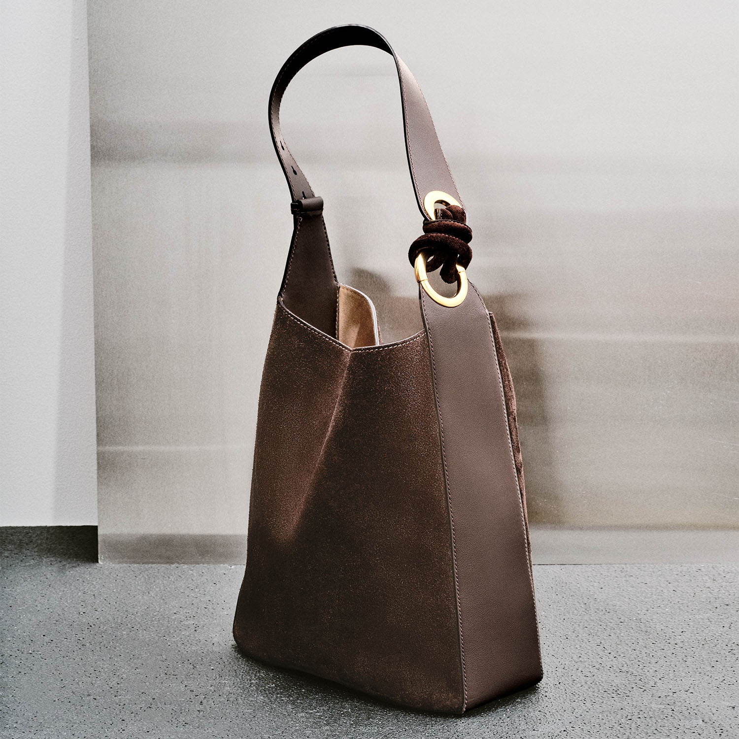 Ringo Shoulder Bag -

          
            Suede Leather in Truffle Brown -
          

          Anya Hindmarch UK
