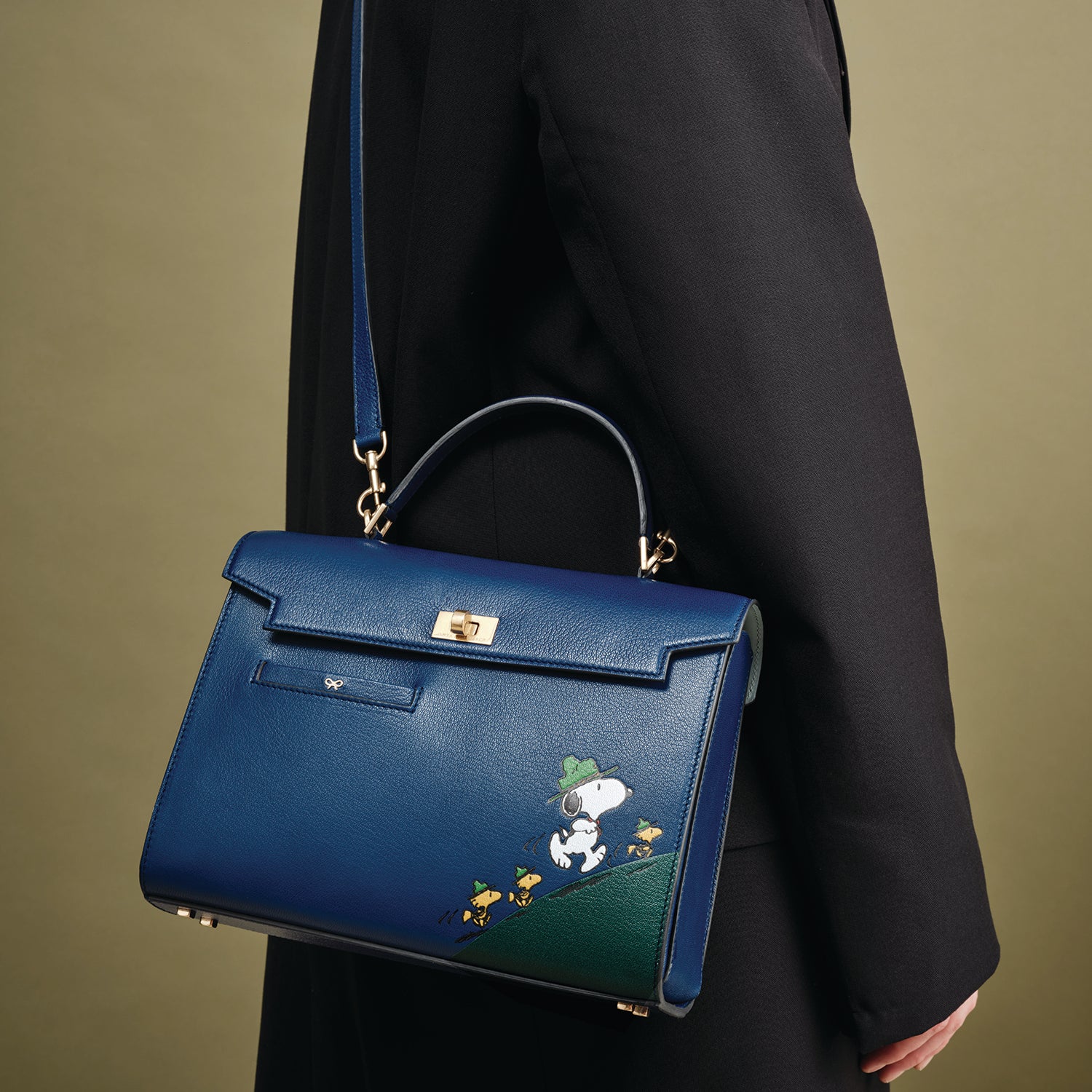 Peanuts Snoopy Mortimer Top Handle -

          
            Capra Leather in Monday Blue -
          

          Anya Hindmarch UK
