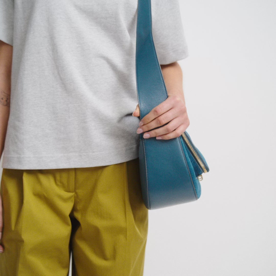 Vere Shoulder Bag -

          
            Suede Leather/Calf Leather in Dark Petrol Blue -
          

          Anya Hindmarch UK
