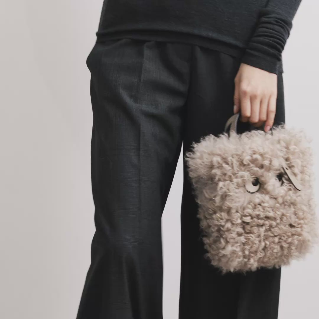 N/S Eyes Shearling Mini Tote | Anya Hindmarch