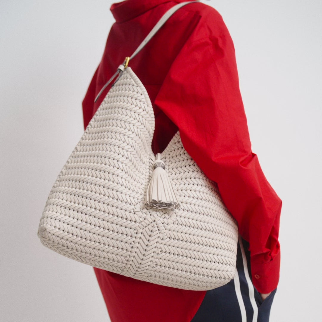 Neeson Tassel Hobo Bag -

          
            Capra Leather in Chalk -
          

          Anya Hindmarch UK
