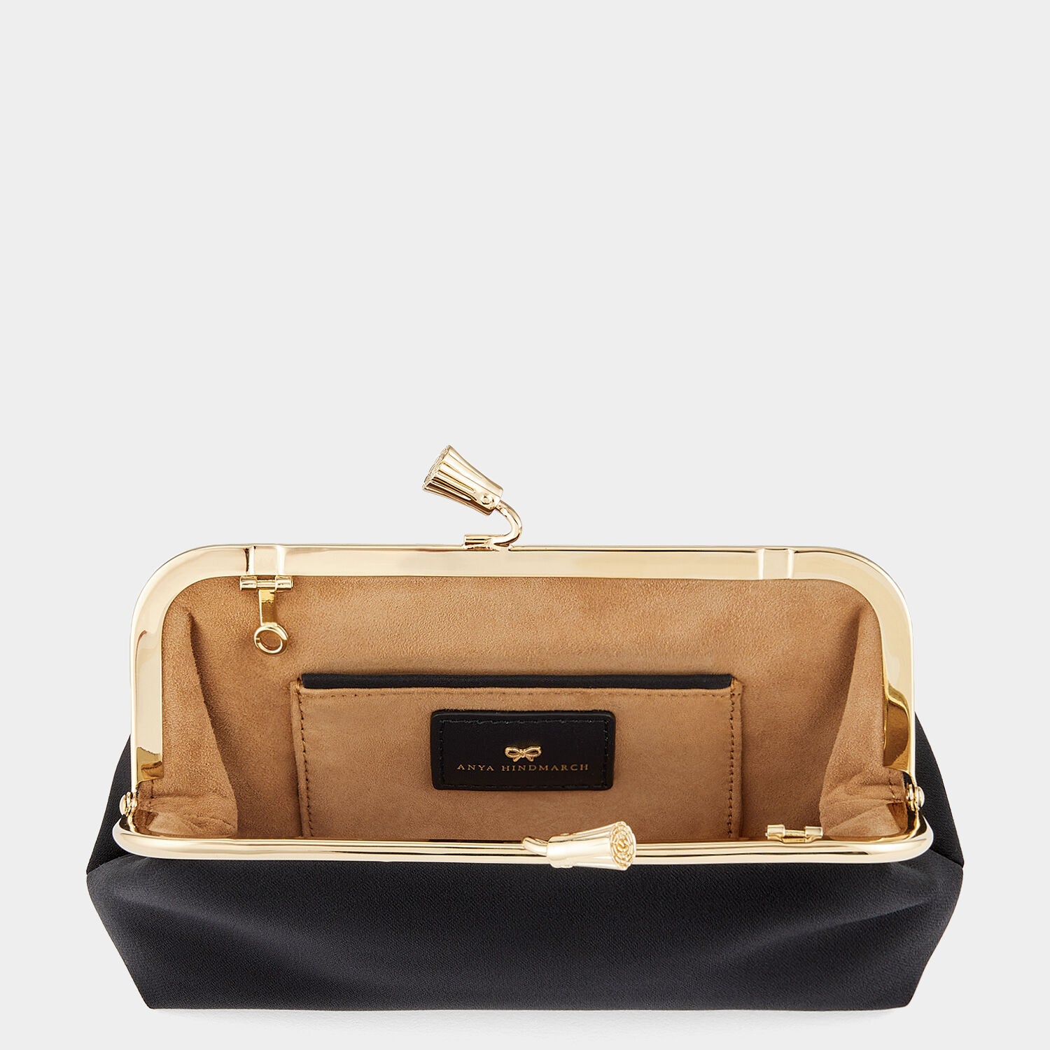 Maud Tassel Clutch -

                  
                    Recycled Satin in Black -
                  

                  Anya Hindmarch UK
