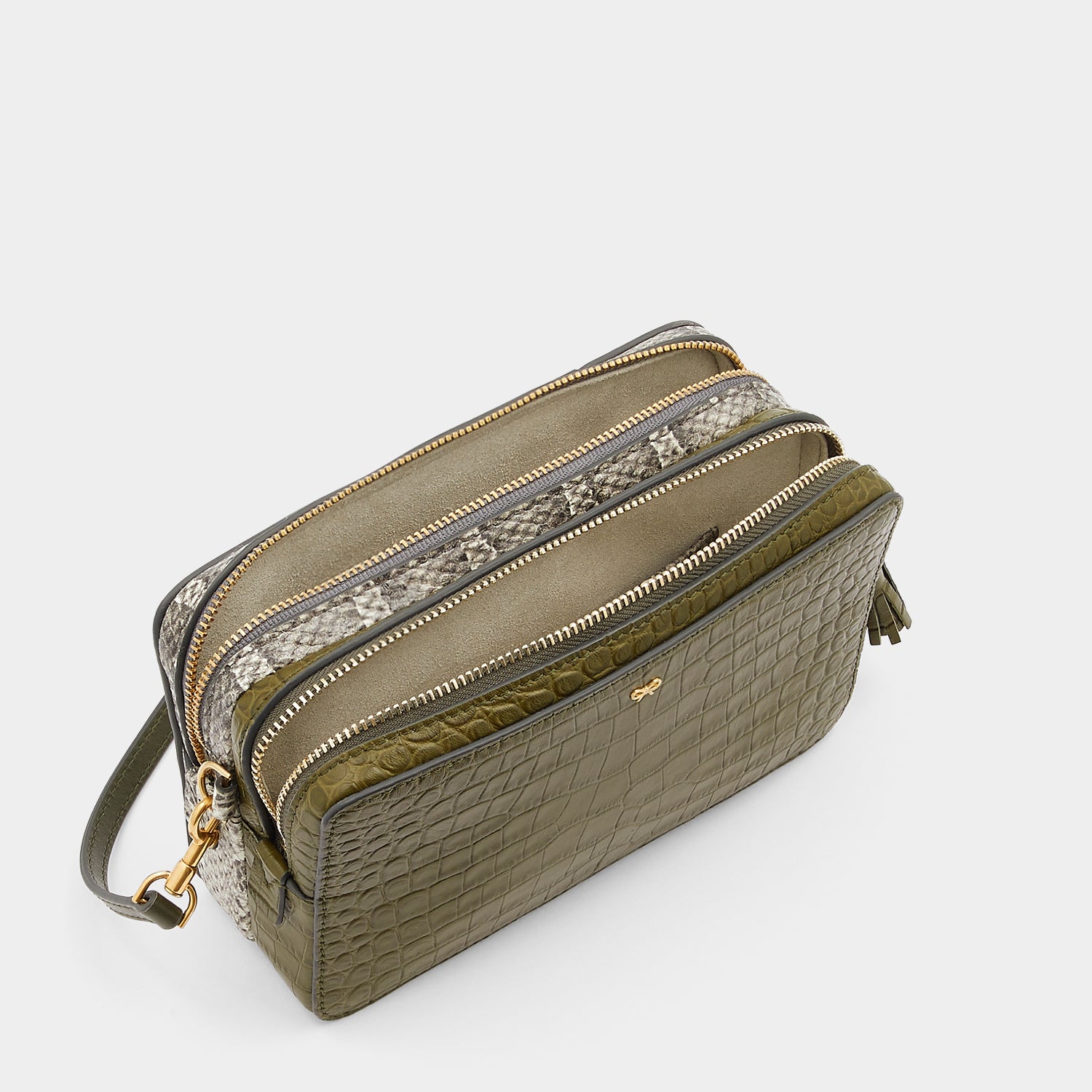 Double Zip Cross-body -

                  
                    Croc-Effect Calf Leather in Olive -
                  

                  Anya Hindmarch UK

