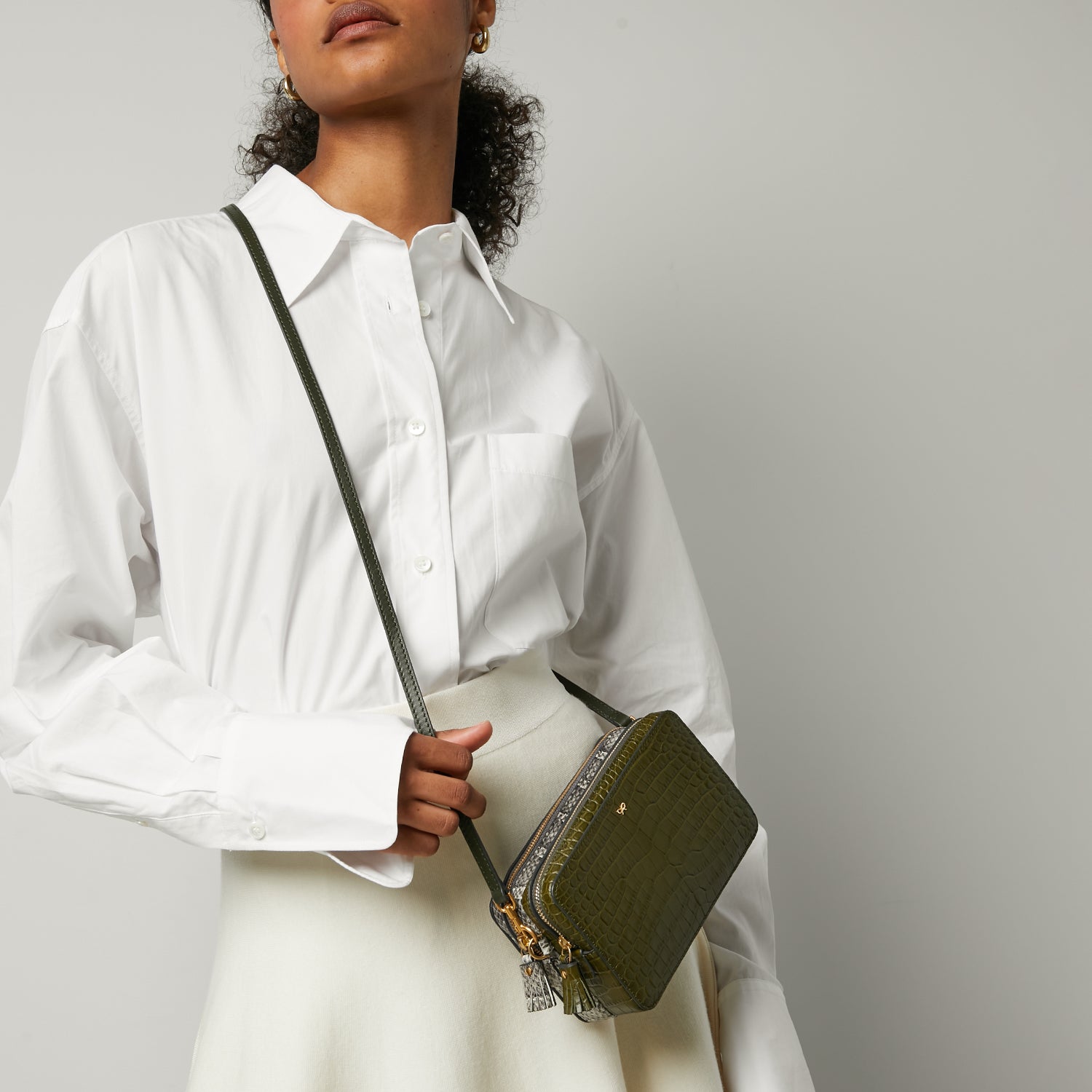Double Zip Cross-body -

                  
                    Croc-Effect Calf Leather in Olive -
                  

                  Anya Hindmarch UK
