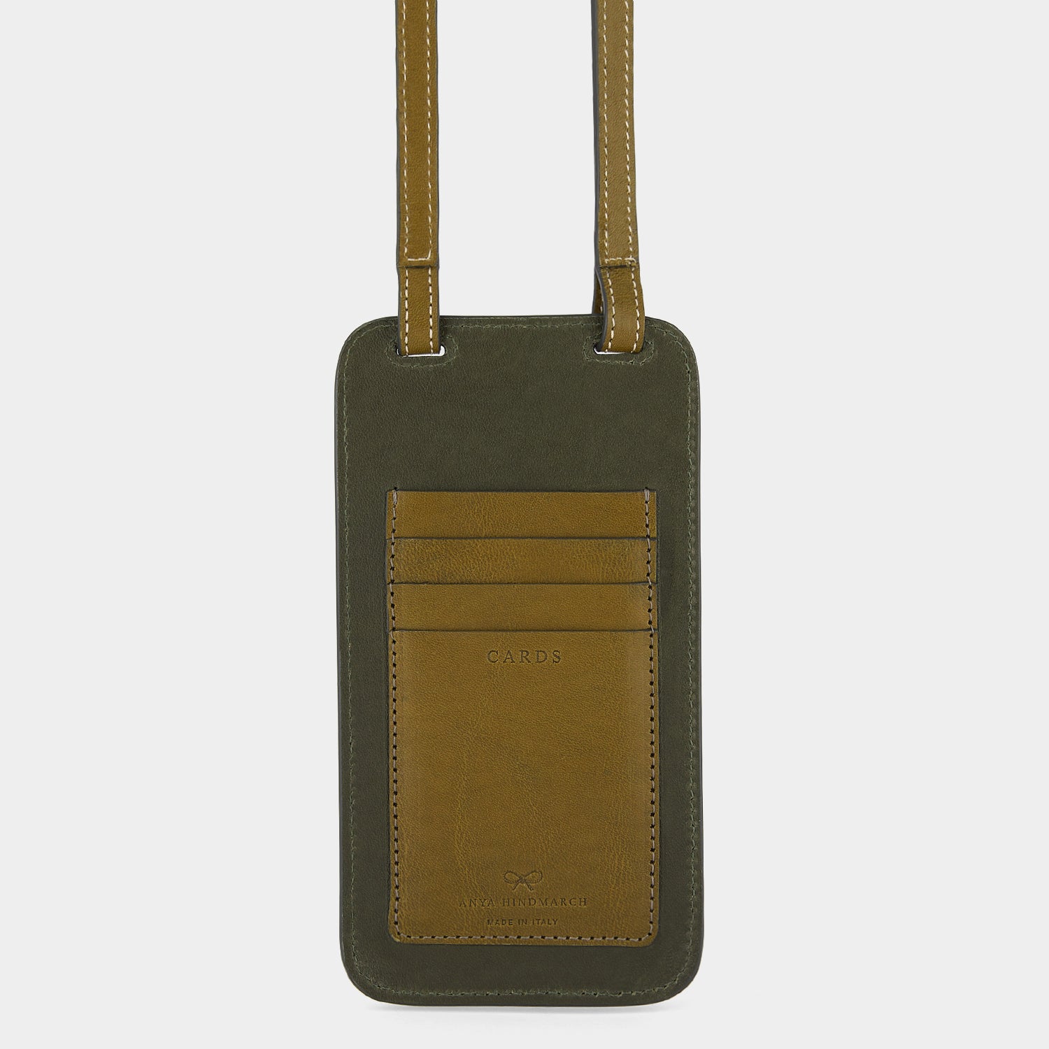 Return to Nature Phone Pouch on Strap -

                  
                    Compostable Leather in Dark Olive -
                  

                  Anya Hindmarch UK
