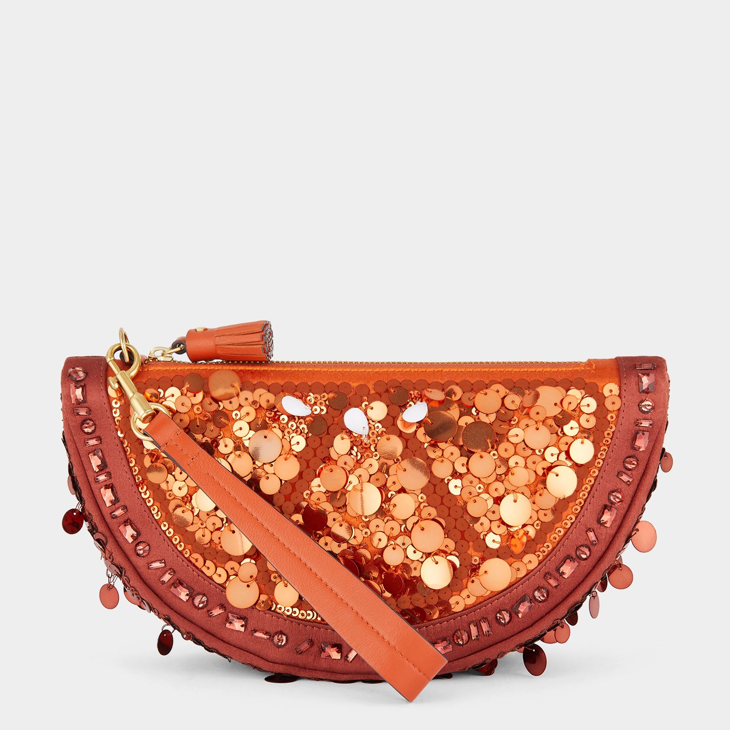 Orange Sequin Clutch -

                  
                    Recycled Satin and Sequins in Chestnut -
                  

                  Anya Hindmarch UK
