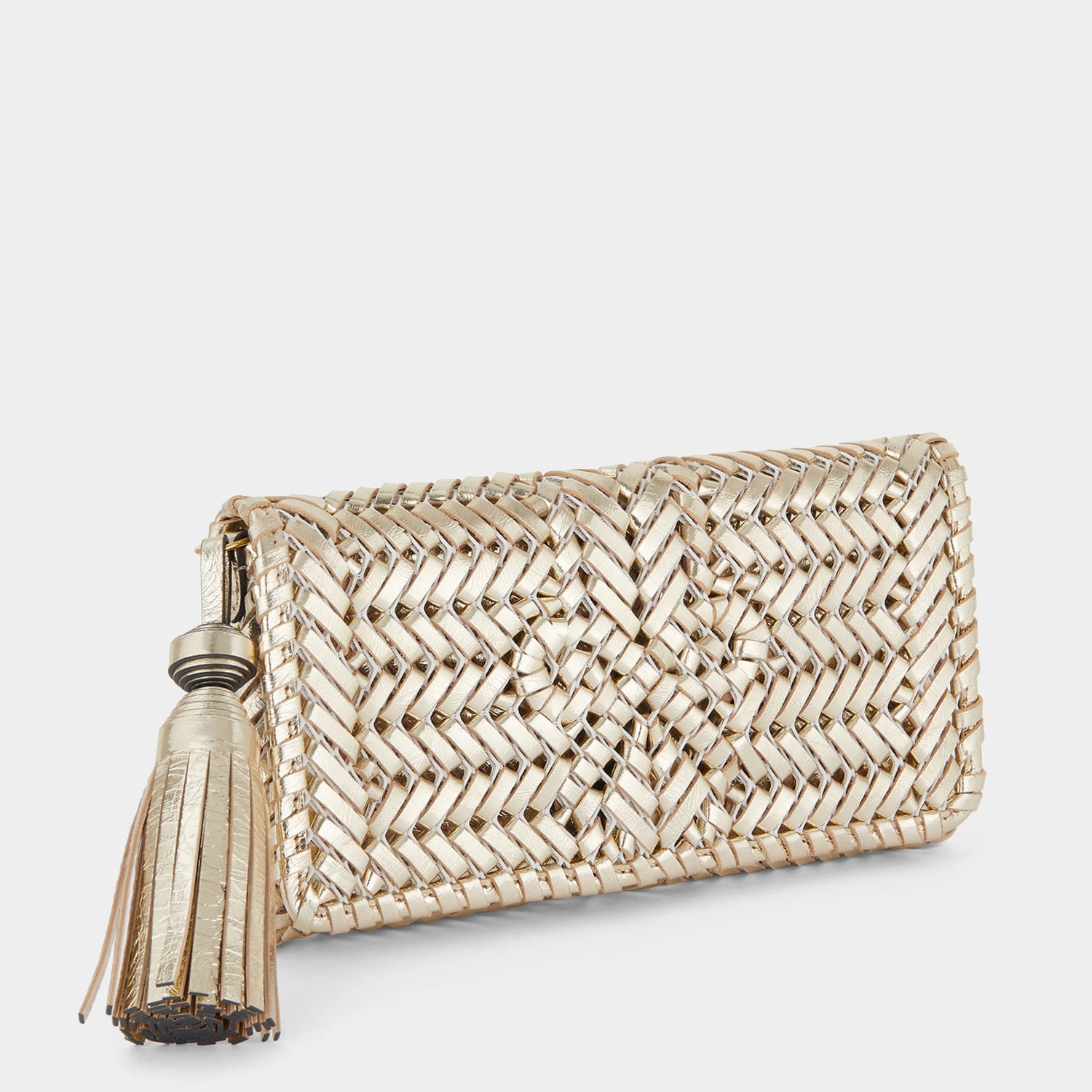 Neeson Tassel Clutch -

                  
                    Capra Leather in Gold -
                  

                  Anya Hindmarch UK
