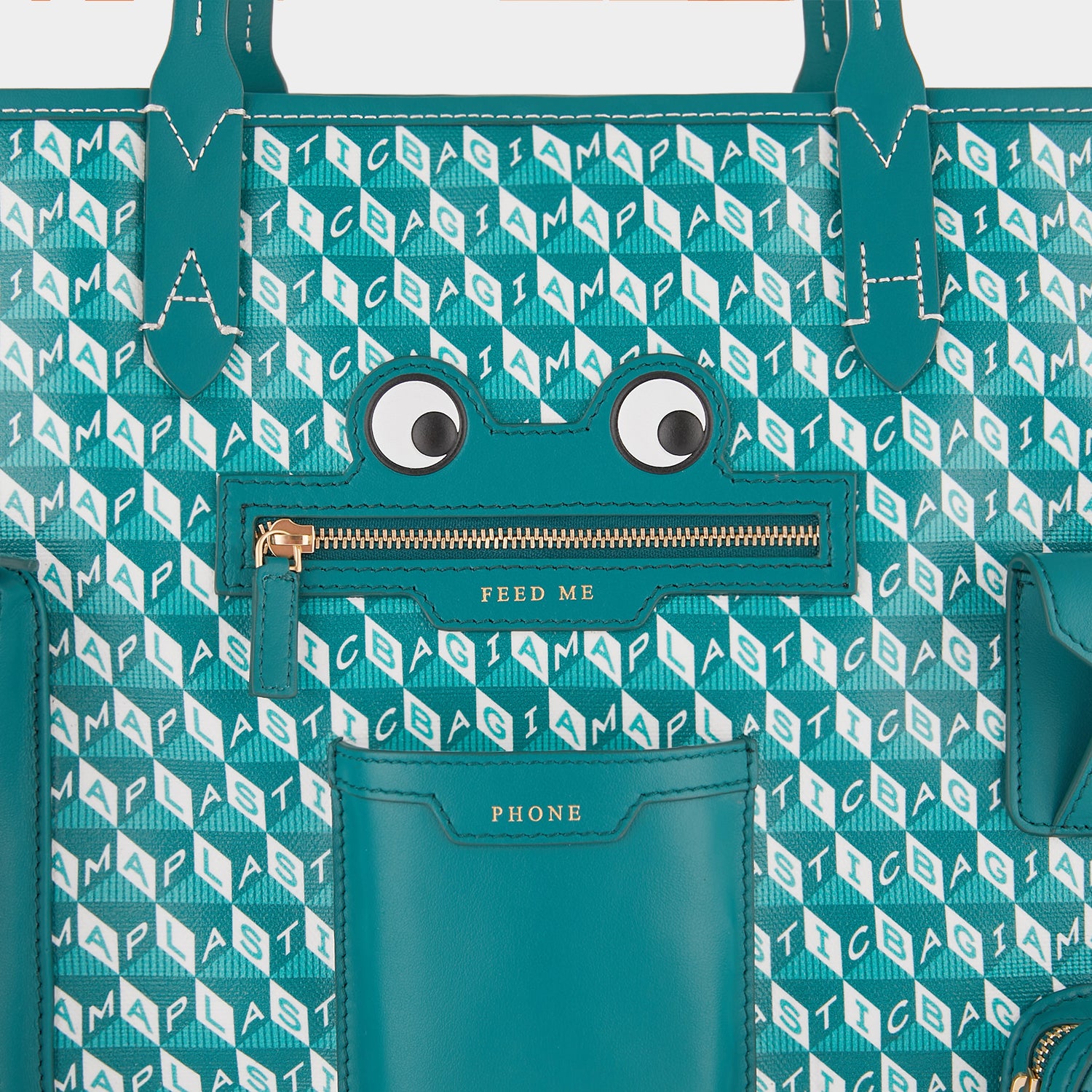 I am a Plastic Bag Tote XL Frog Multi Pocket Tote -

                  
                    Recycled Canvas in Viridian -
                  

                  Anya Hindmarch UK

