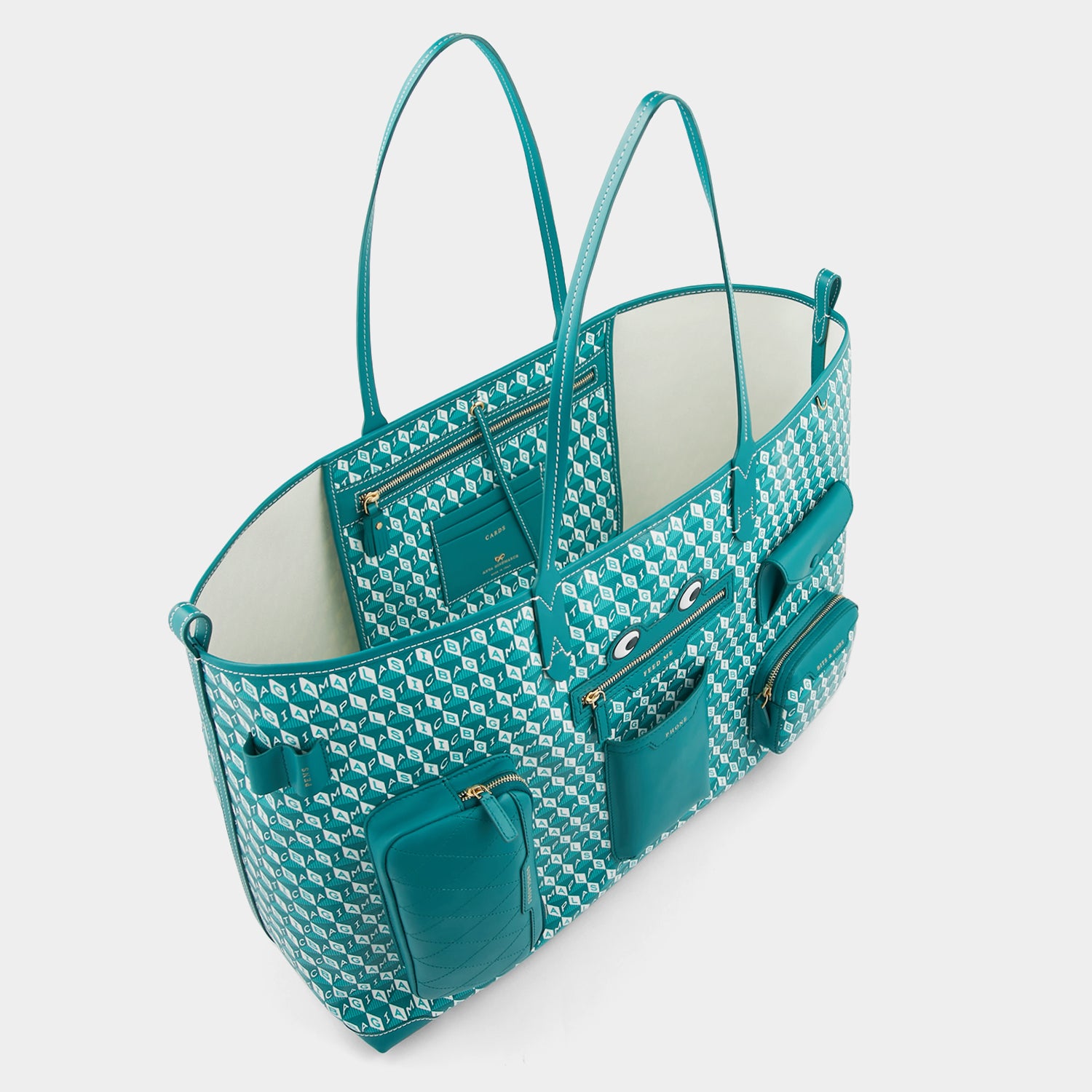I am a Plastic Bag Tote XL Frog Multi Pocket Tote -

                  
                    Recycled Canvas in Viridian -
                  

                  Anya Hindmarch UK
