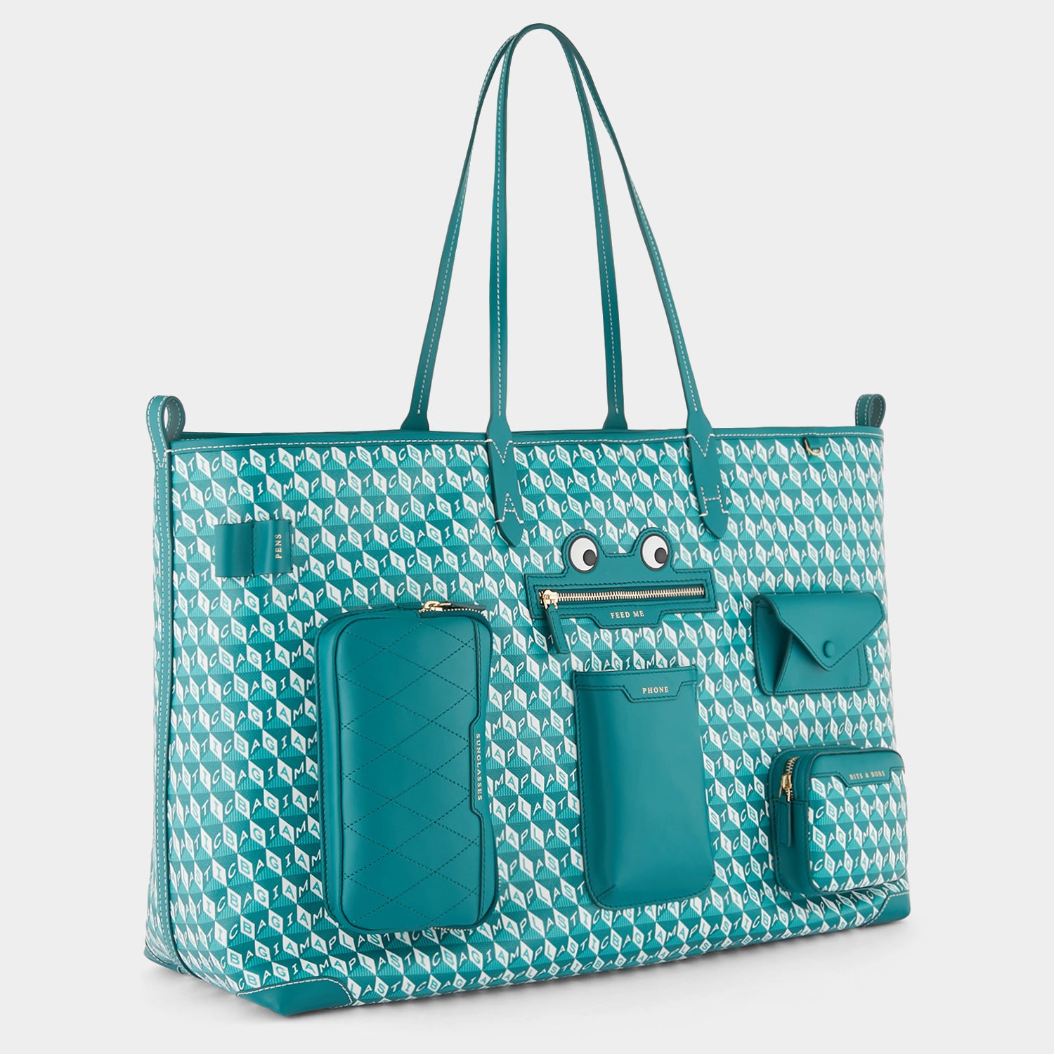 I am a Plastic Bag Tote XL Frog Multi Pocket Tote -

                  
                    Recycled Canvas in Viridian -
                  

                  Anya Hindmarch UK
