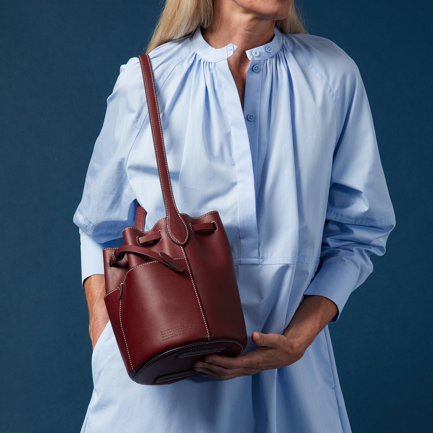 Return to Nature Small Bucket Bag -

                  
                    Compostable Leather in Rosewood -
                  

                  Anya Hindmarch UK
