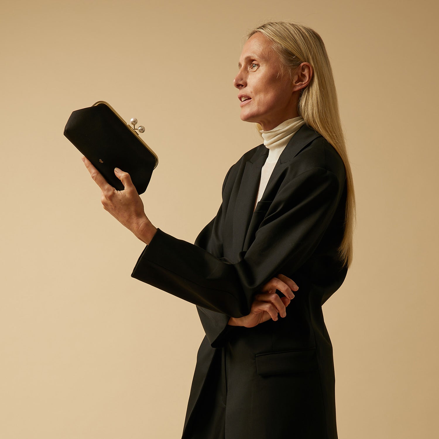 Pearls Maud Clutch -

                  
                    Grosgrain in Black -
                  

                  Anya Hindmarch UK

