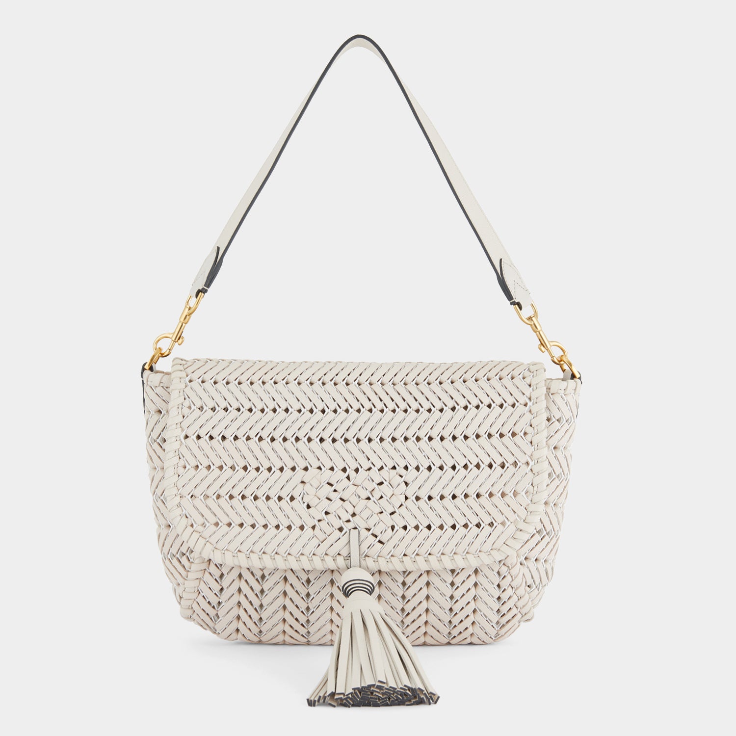 Neeson Tassel Shoulder Bag -

                  
                    Capra Leather in Chalk -
                  

                  Anya Hindmarch UK
