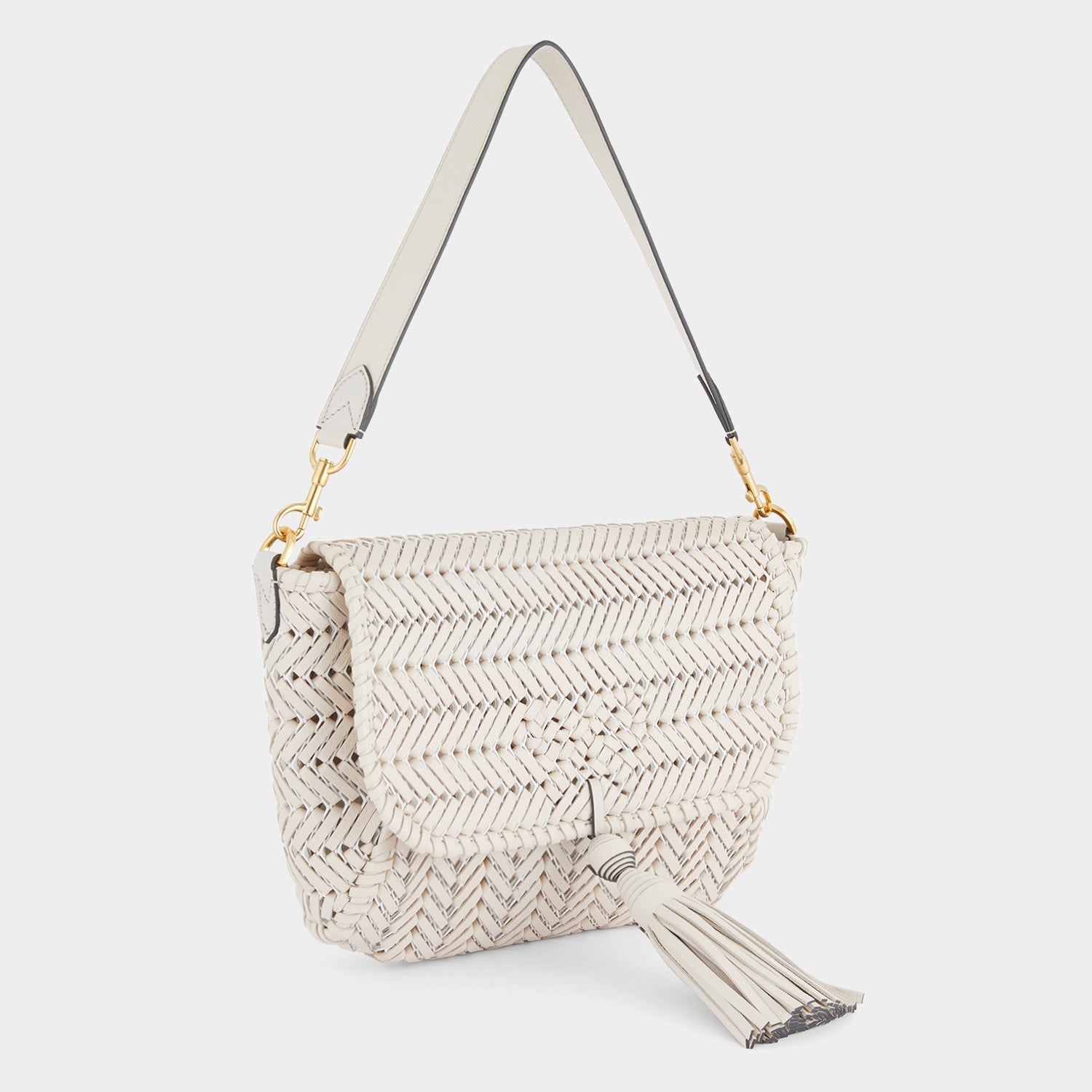 Neeson Tassel Shoulder Bag -

                  
                    Capra Leather in Chalk -
                  

                  Anya Hindmarch UK
