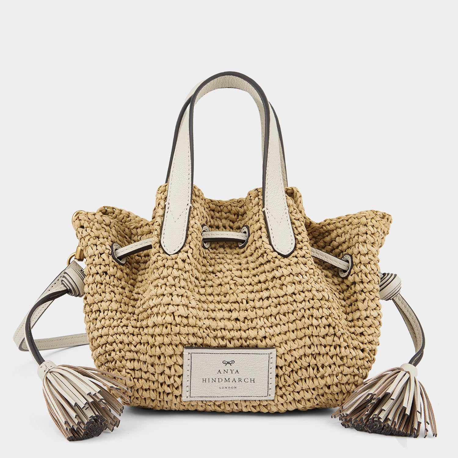 Raffia Drawstring Small Tote -

                  
                    Leather in Chalk -
                  

                  Anya Hindmarch UK
