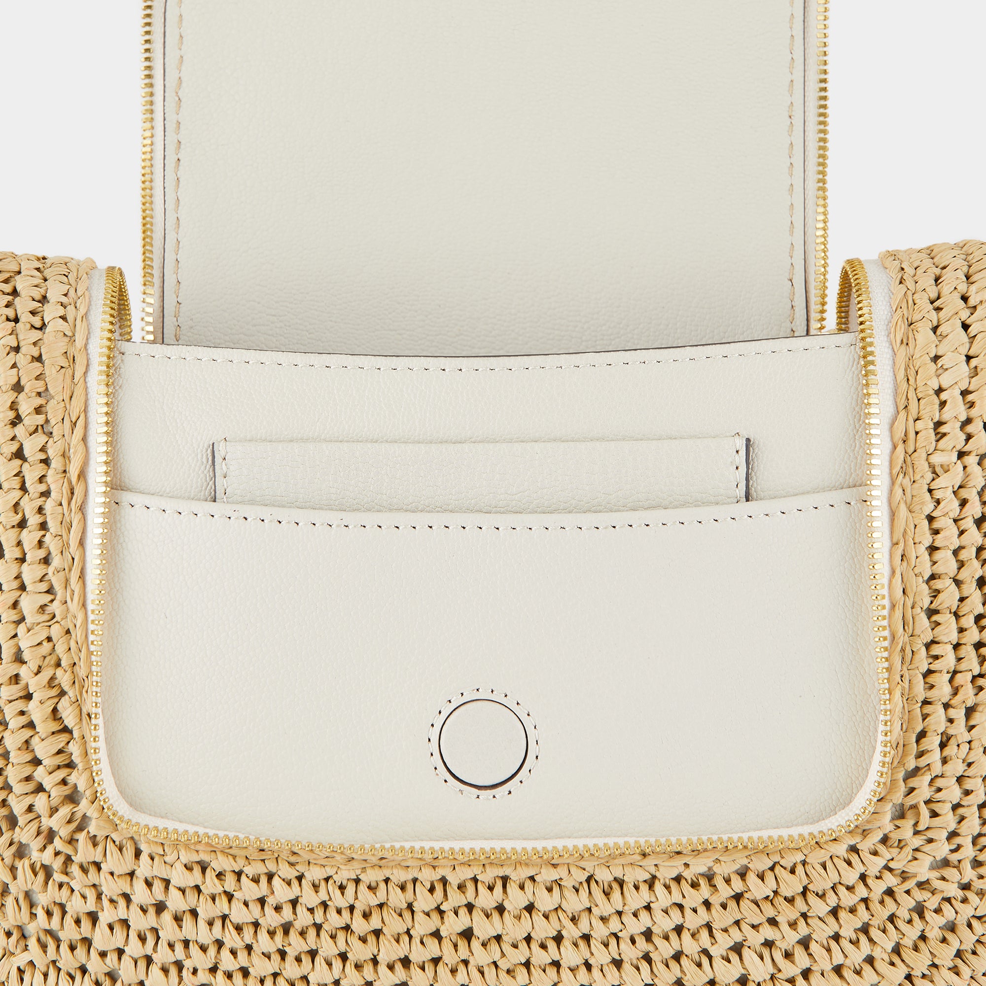 Raffia Vere Small Soft Satchel Cross-body -

                  
                    Capra Leather in Chalk -
                  

                  Anya Hindmarch UK
