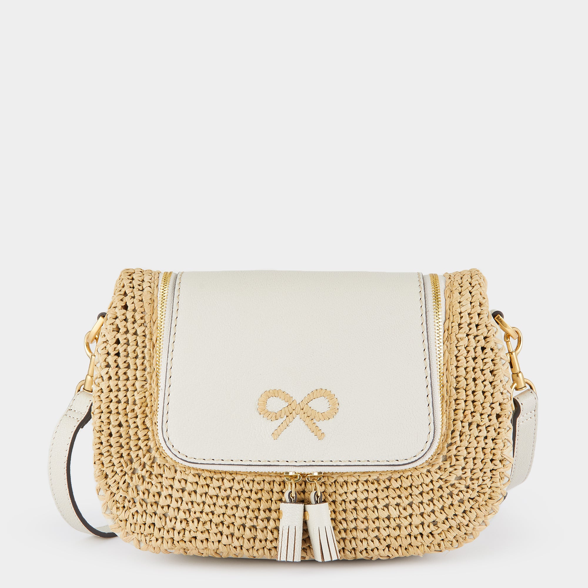 Raffia Vere Small Soft Satchel Cross-body -

                  
                    Capra Leather in Chalk -
                  

                  Anya Hindmarch UK
