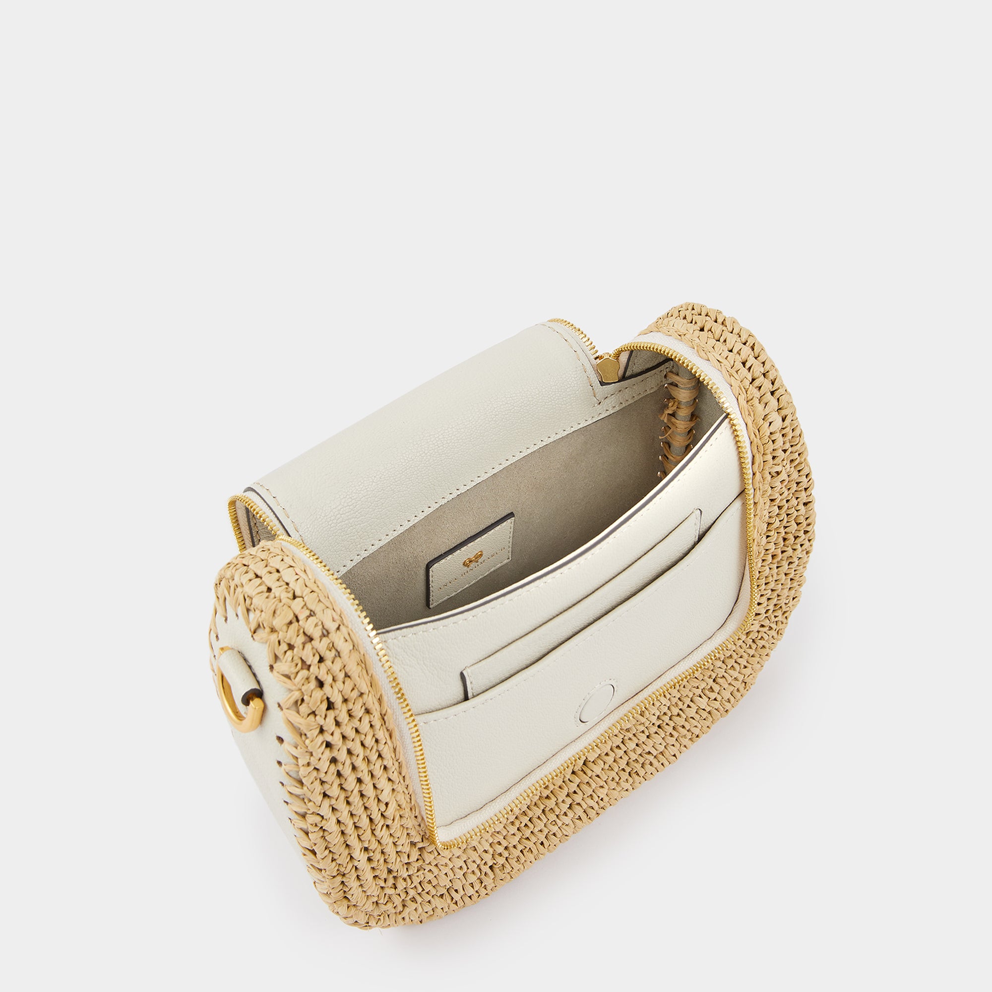 Raffia Vere Small Soft Satchel Cross-body -

                  
                    Capra Leather in Chalk -
                  

                  Anya Hindmarch UK
