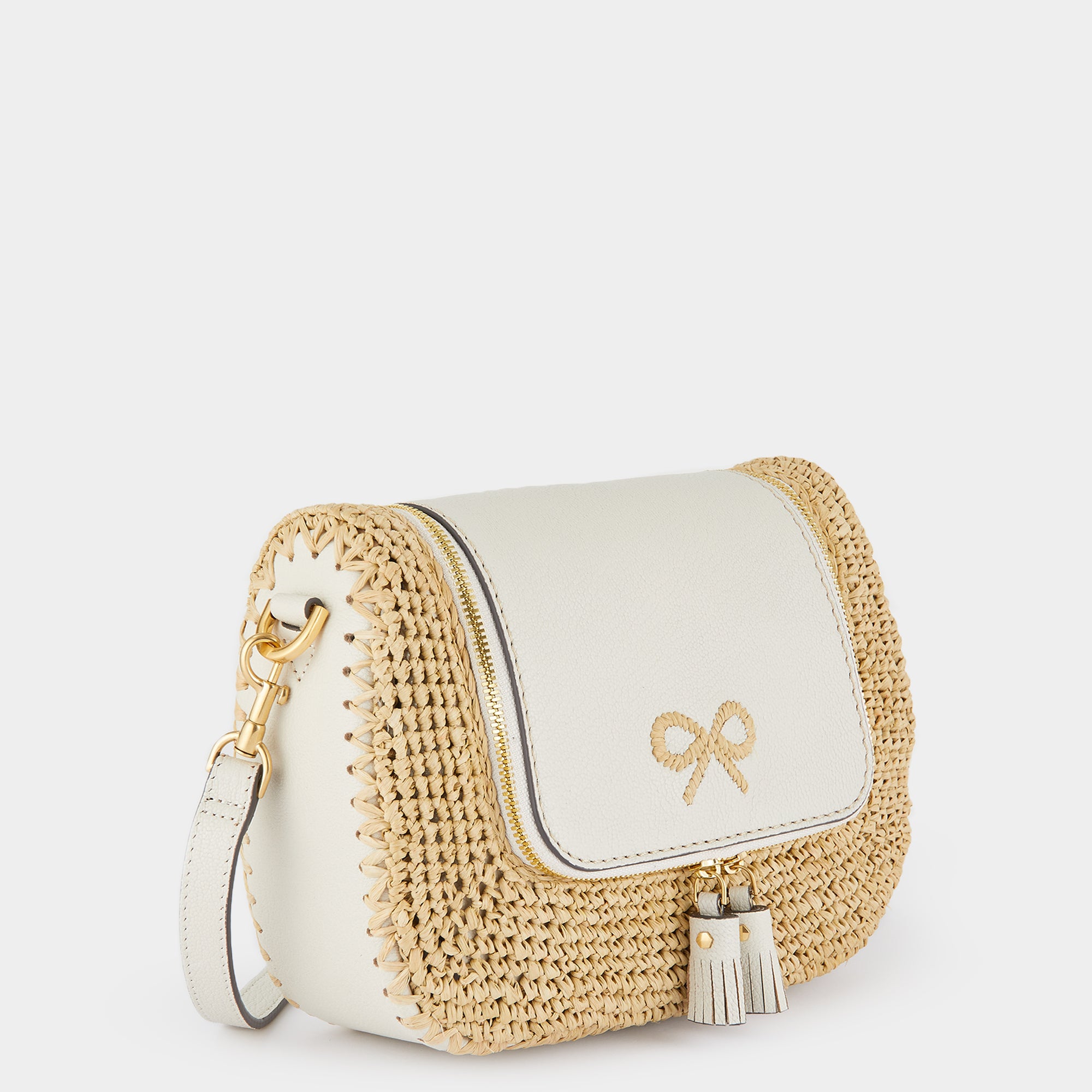 Raffia Vere Small Soft Satchel Cross-body -

                  
                    Capra Leather in Chalk -
                  

                  Anya Hindmarch UK
