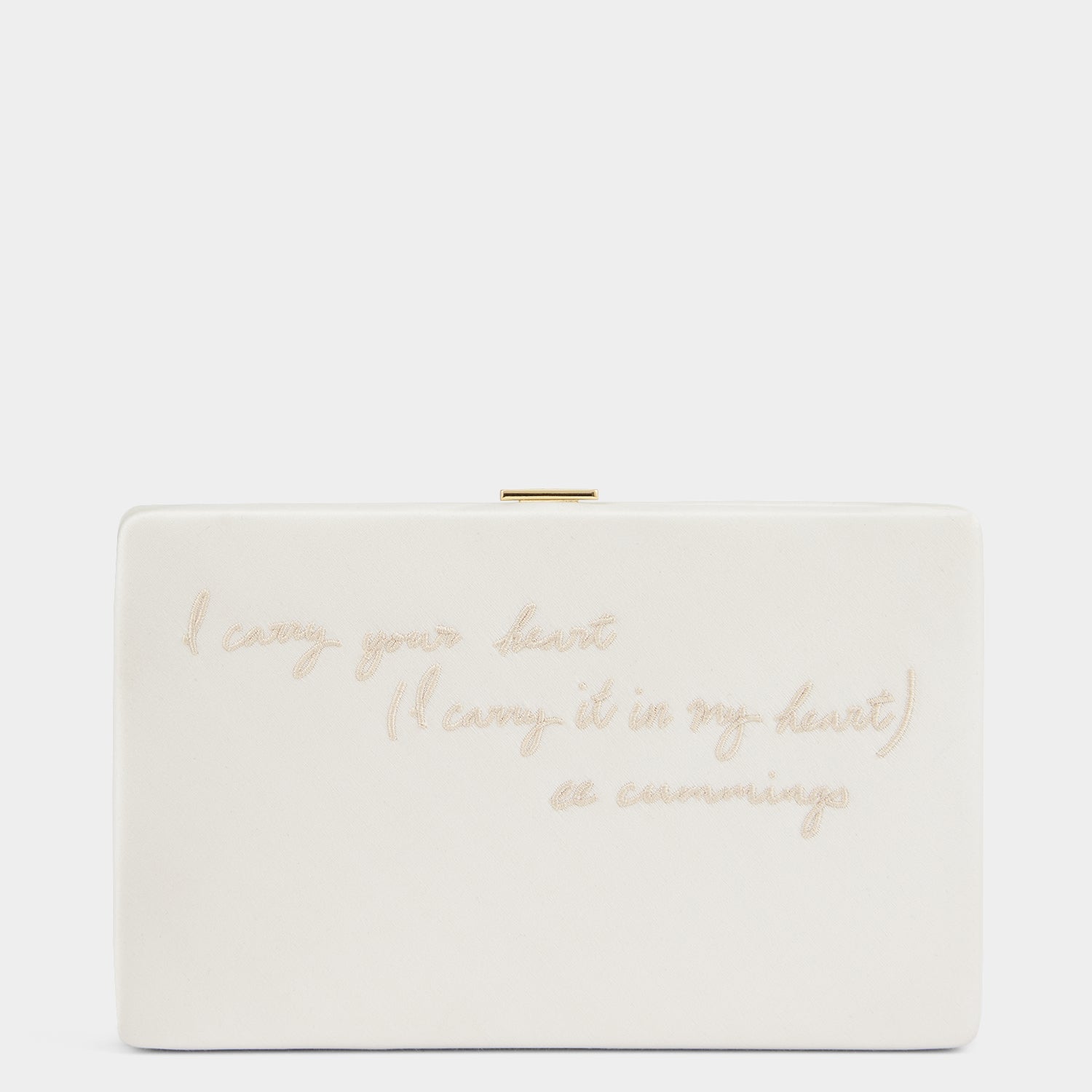 'I carry your heart' Clutch -

                  
                    Recycled Satin in Ivory -
                  

                  Anya Hindmarch UK
