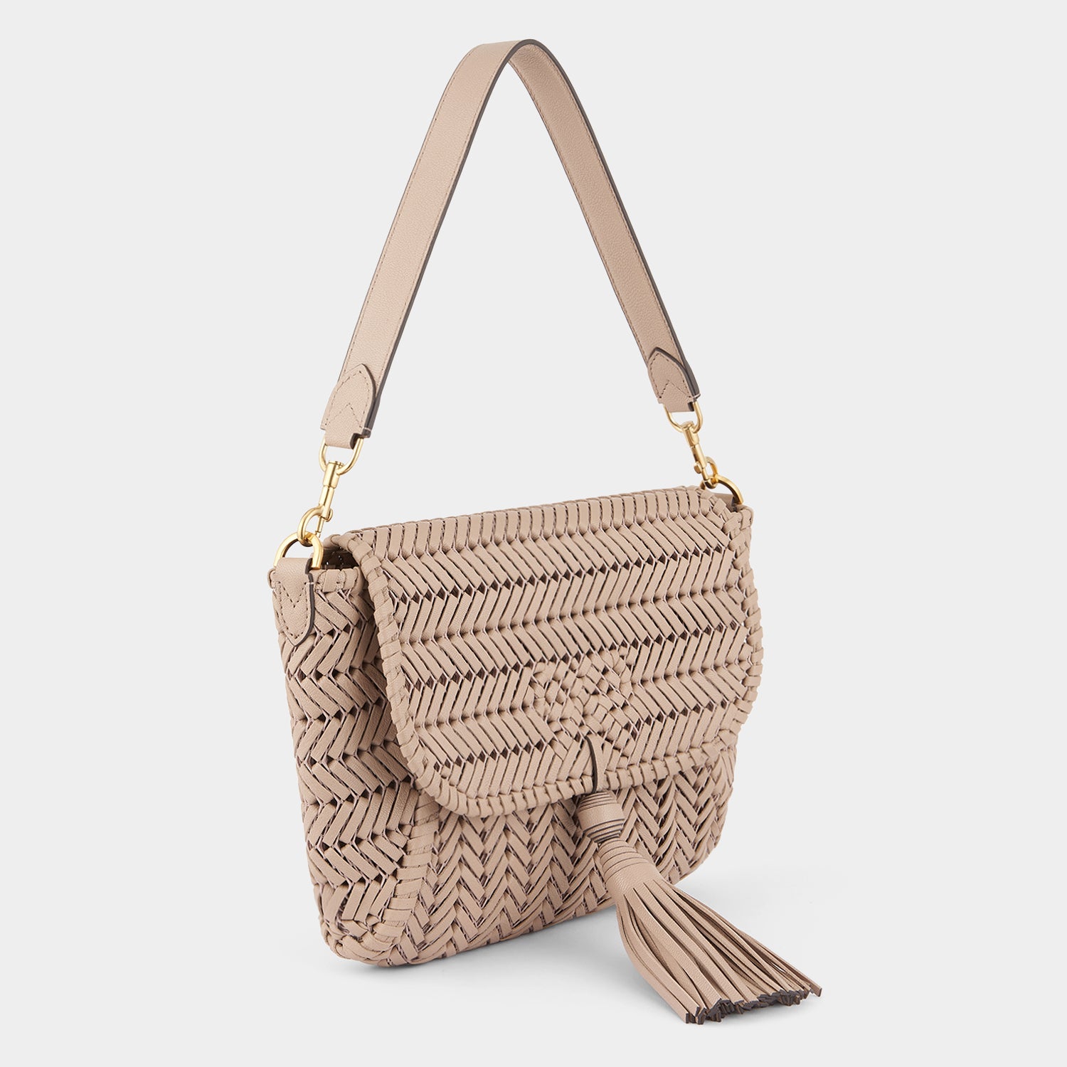 Neeson Tassel Shoulder Bag -

                  
                    Capra Leather in Light Nude -
                  

                  Anya Hindmarch UK

